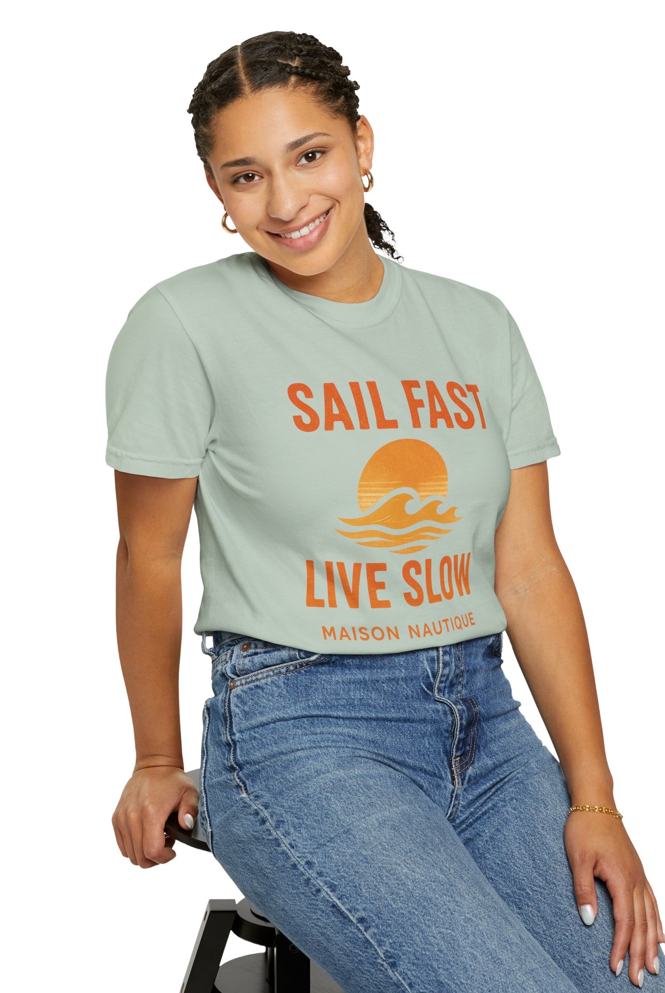 Sail Fast, Live Slow – Unisex Nautical Tee - Maison Nautique