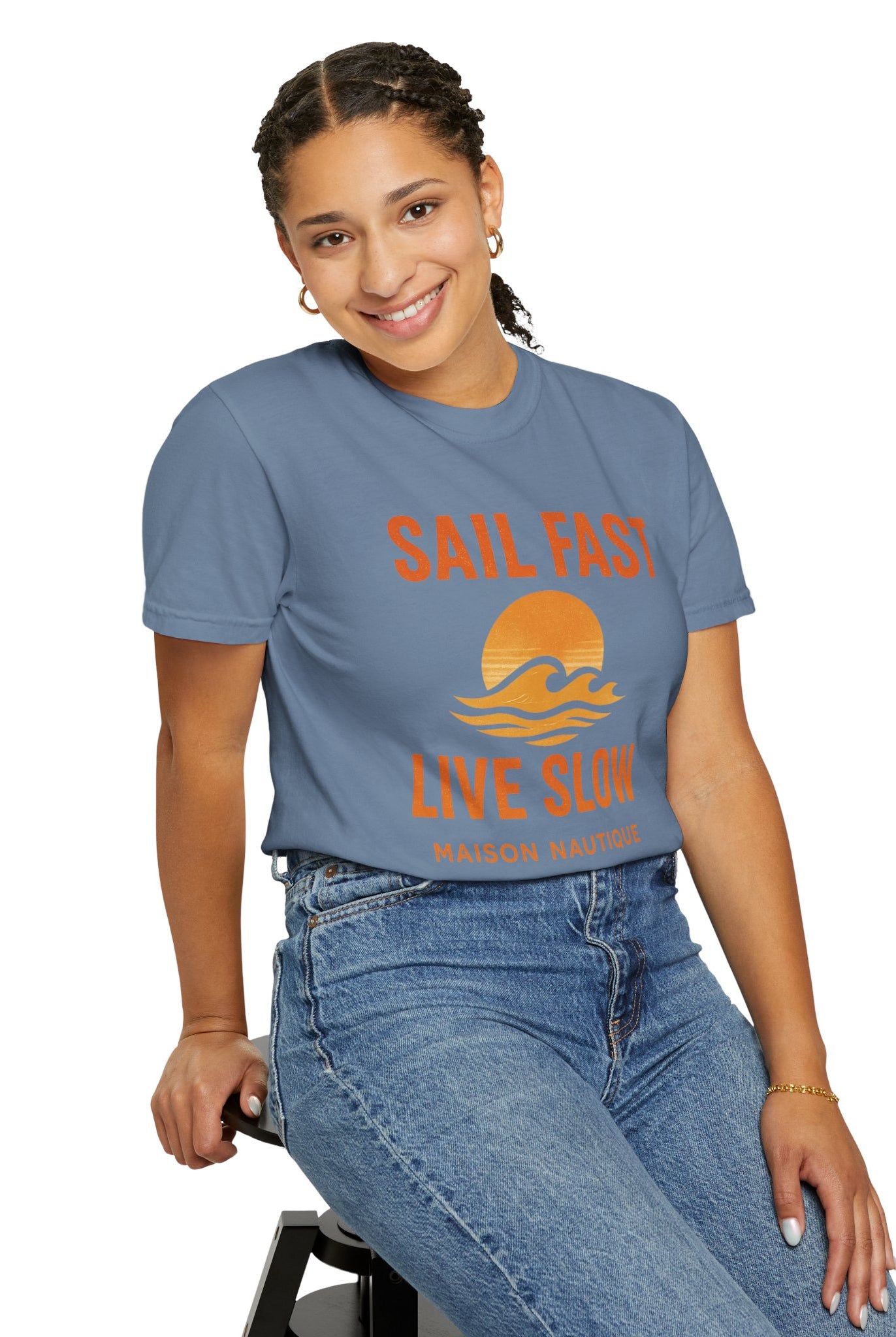 Sail Fast, Live Slow – Unisex Nautical Tee - Maison Nautique