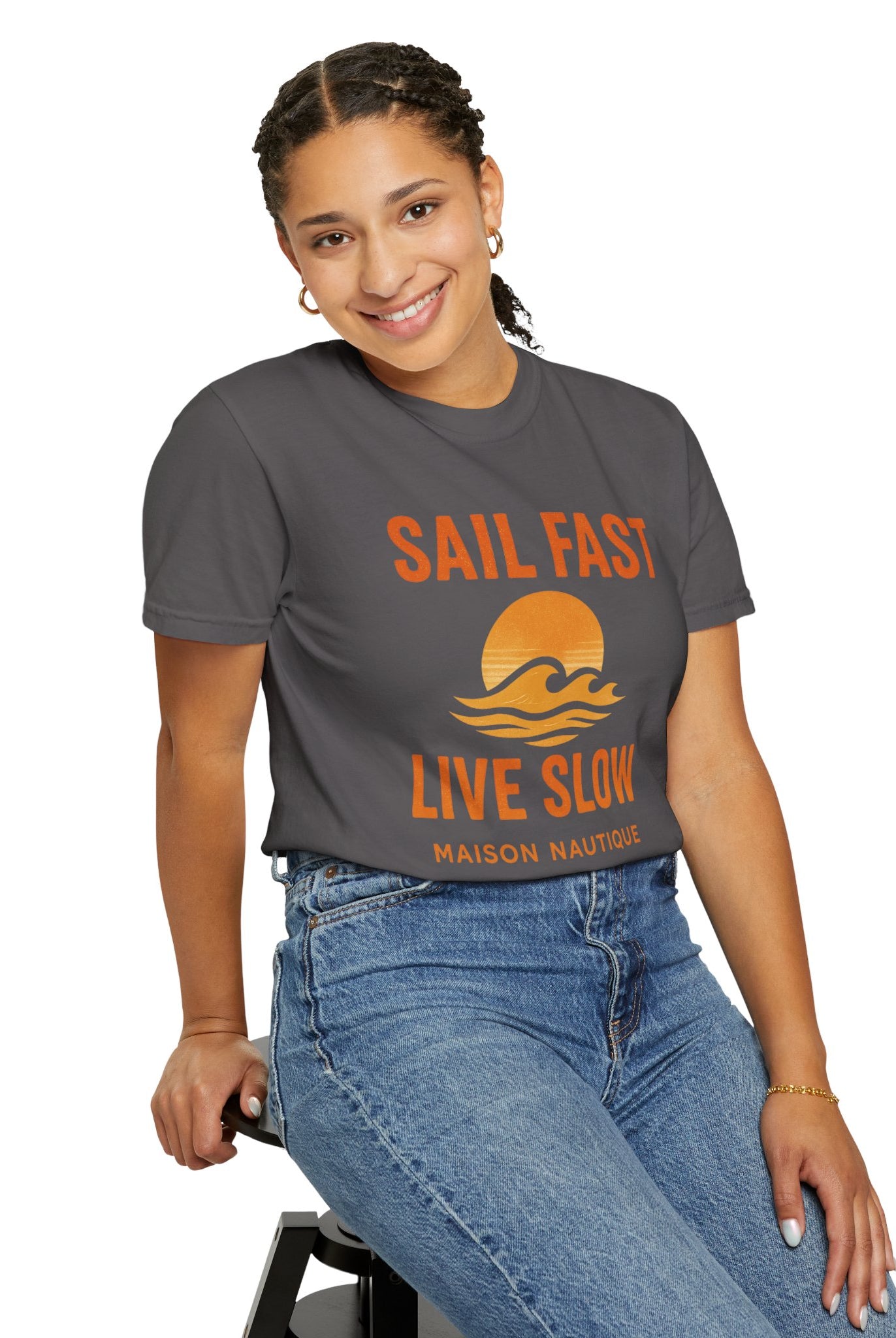 Sail Fast, Live Slow – Unisex Nautical Tee - Maison Nautique