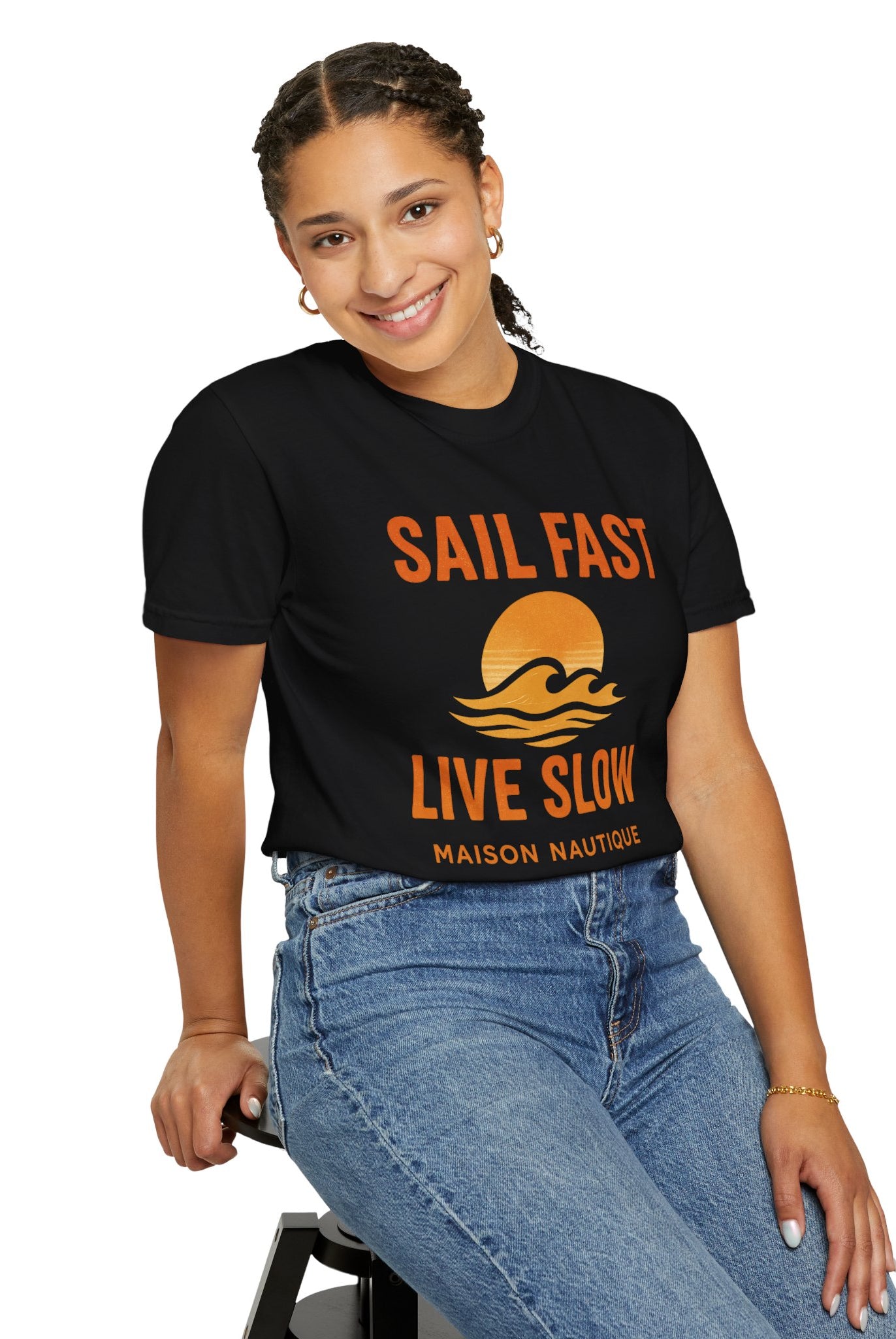 Sail Fast, Live Slow – Unisex Nautical Tee - Maison Nautique