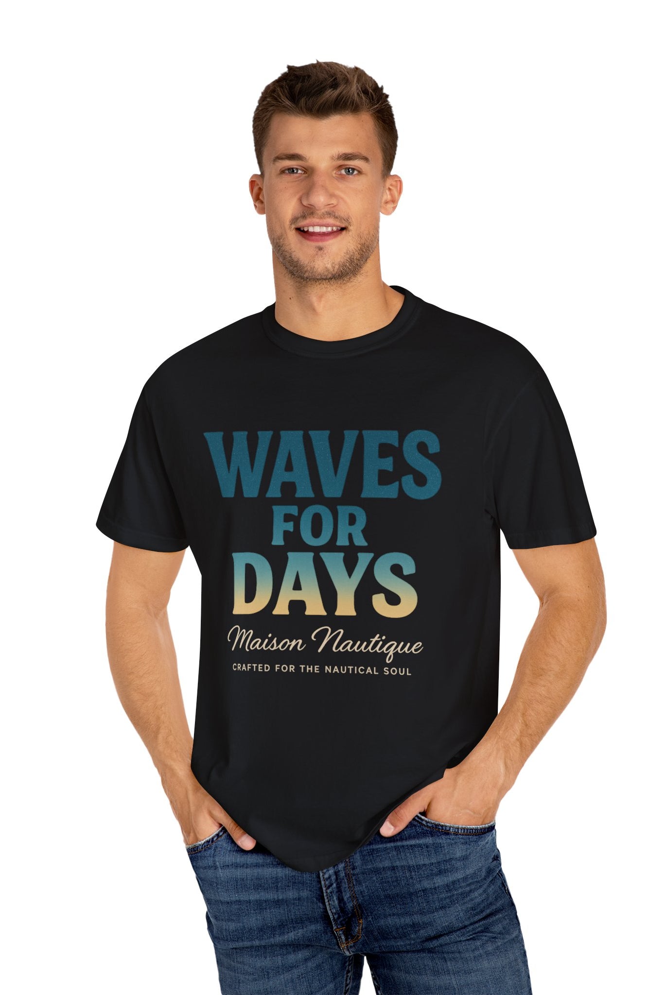 Waves for Days – Unisex Nautical V-Neck Tee - Maison Nautique