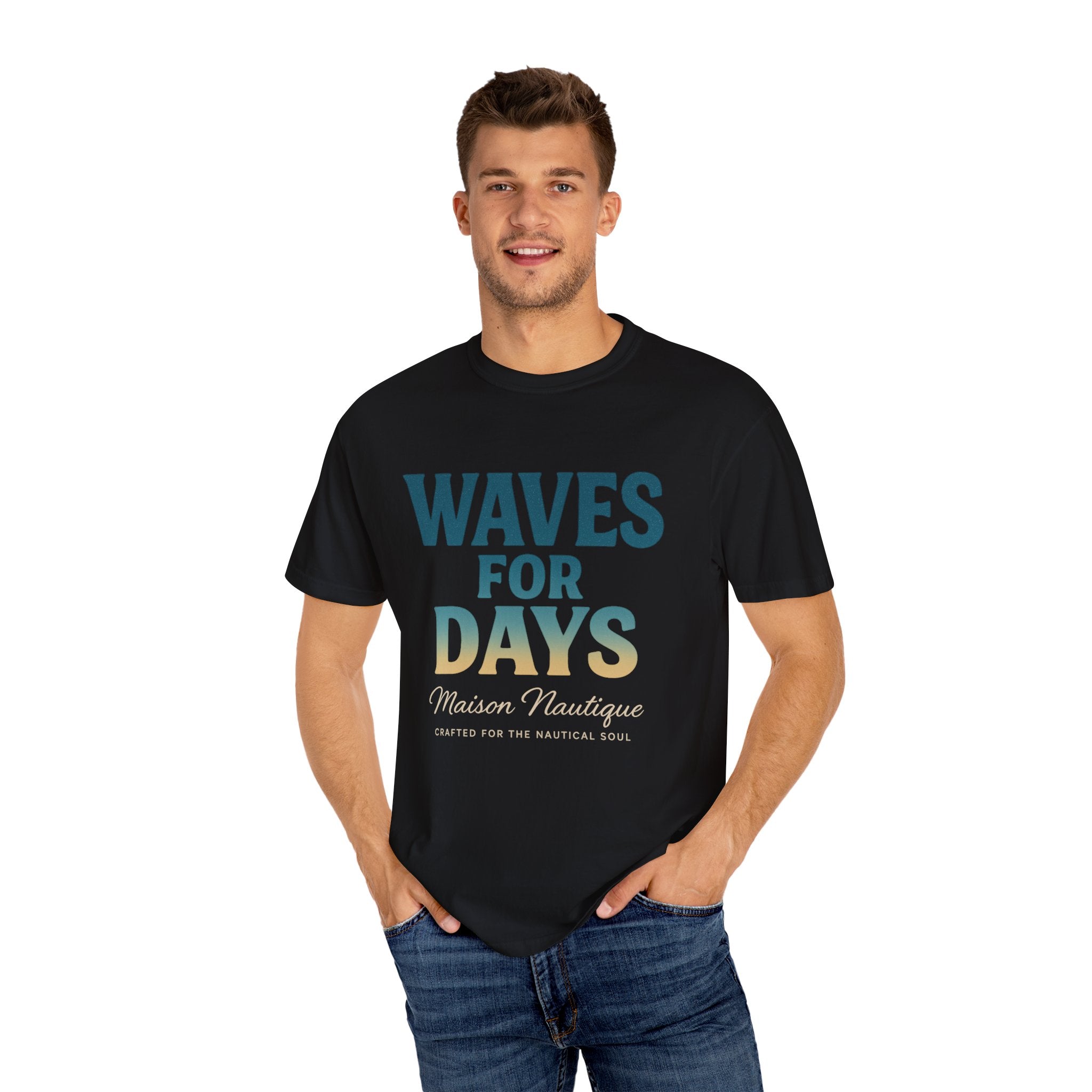 Waves for Days – Unisex Nautical V-Neck Tee - Maison Nautique