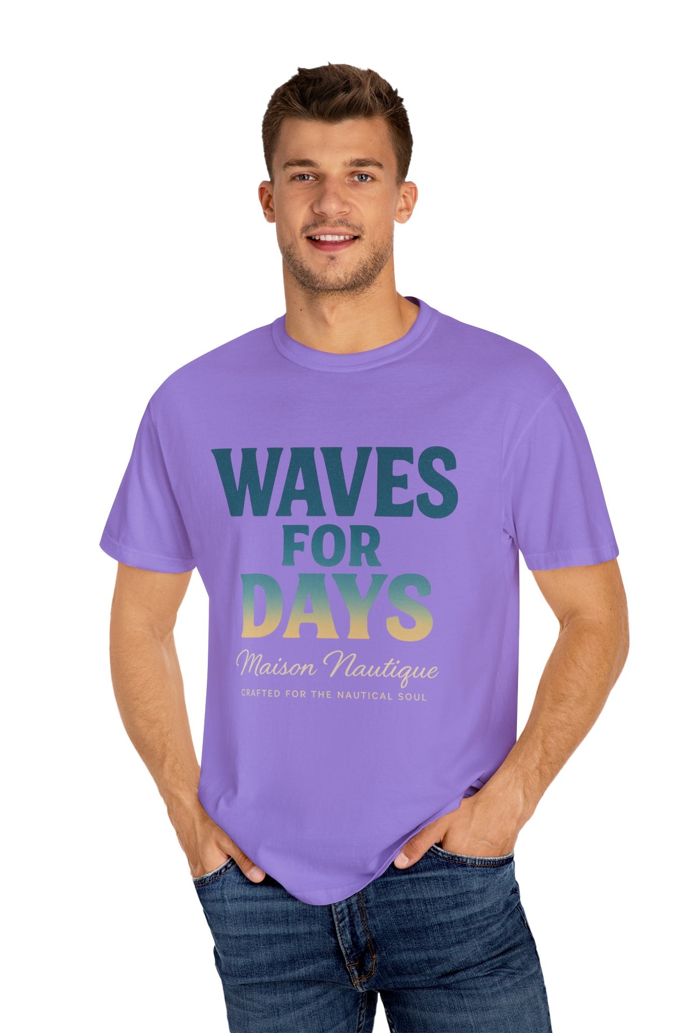 Waves for Days – Unisex Nautical V-Neck Tee - Maison Nautique