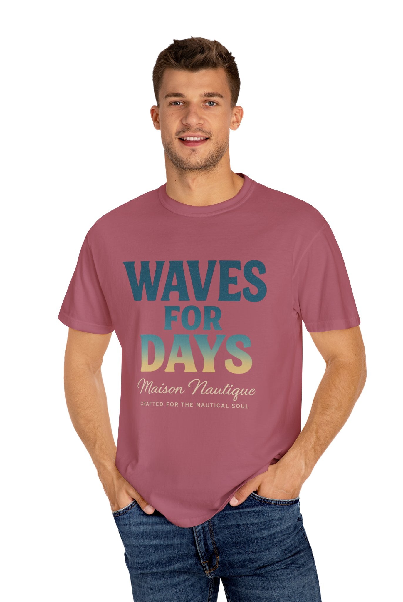 Waves for Days – Unisex Nautical V-Neck Tee - Maison Nautique