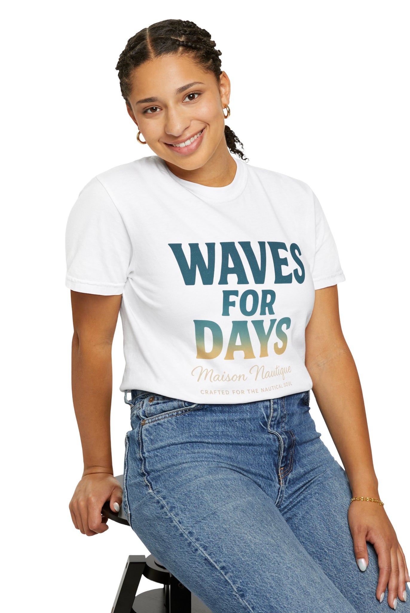Waves for Days – Unisex Nautical V-Neck Tee - Maison Nautique