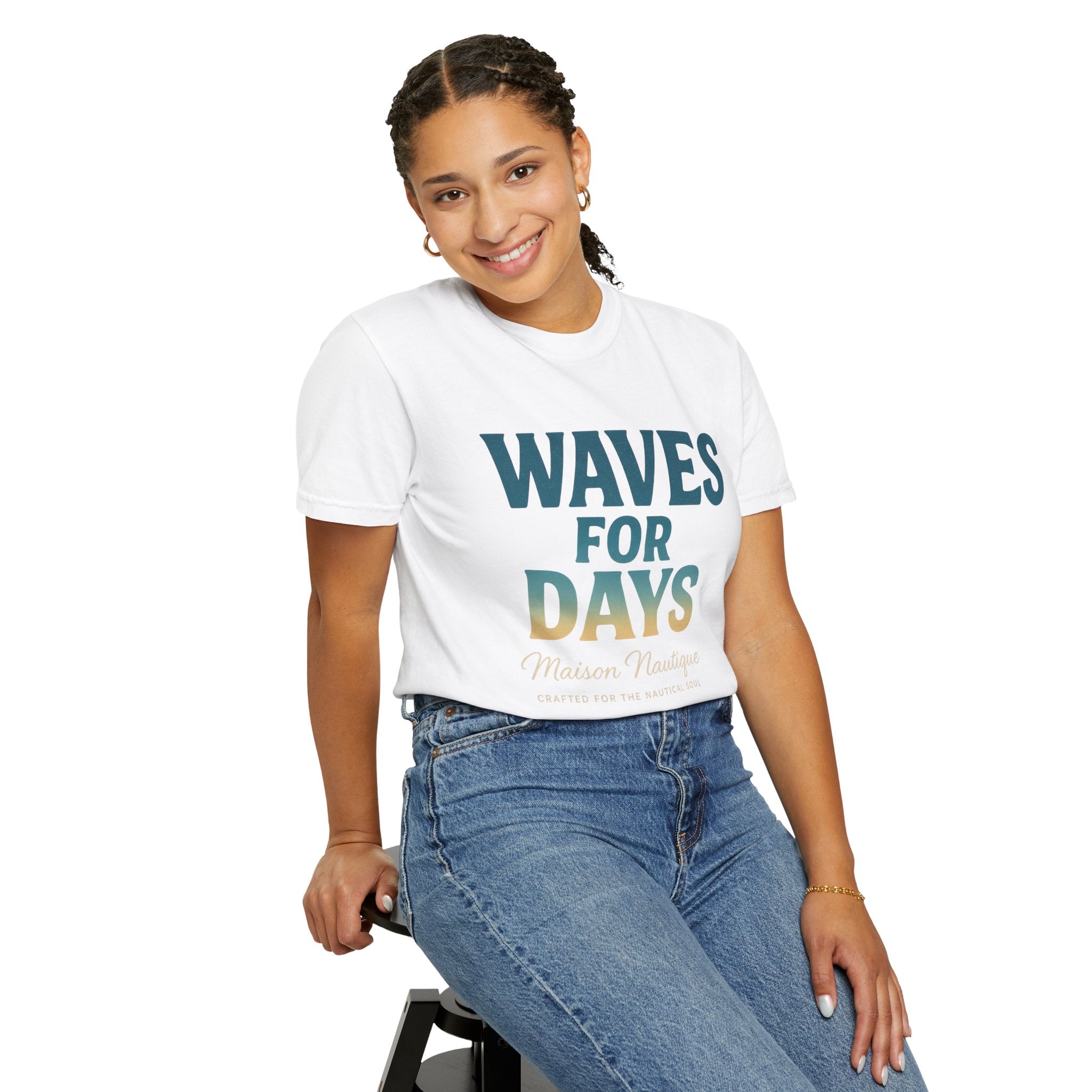 Waves for Days – Unisex Nautical V-Neck Tee - Maison Nautique
