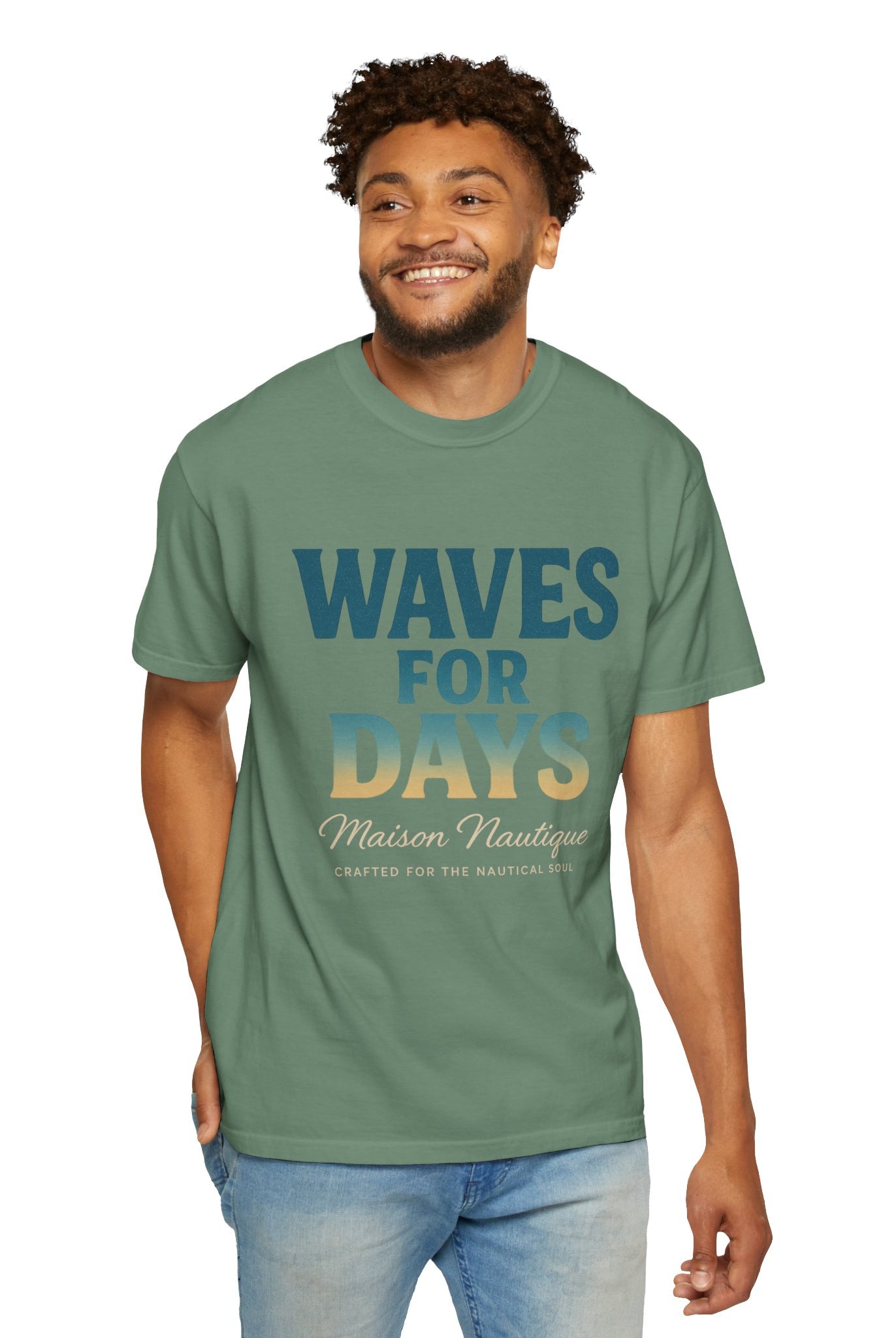 Waves for Days – Unisex Nautical V-Neck Tee - Maison Nautique