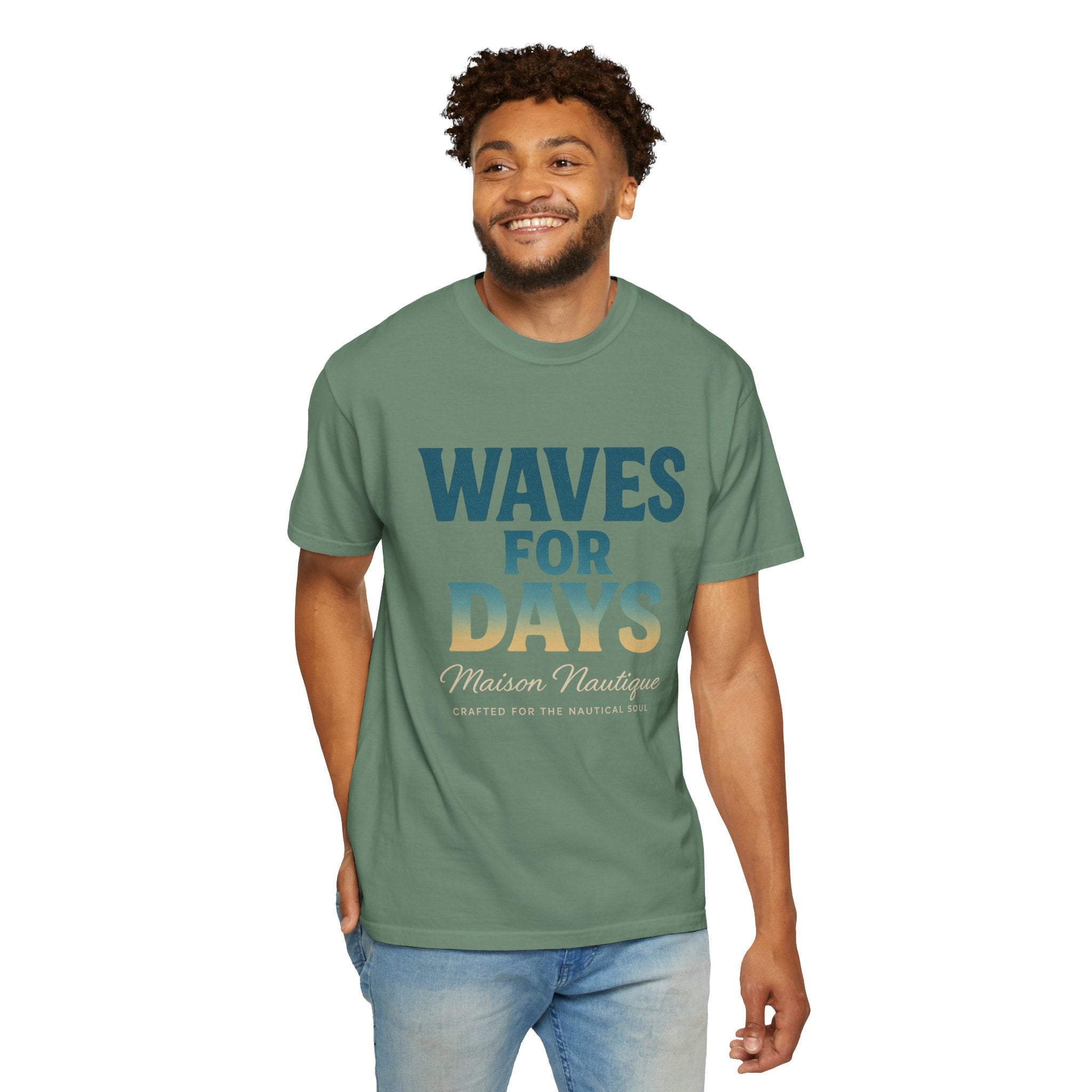 Waves for Days – Unisex Nautical V-Neck Tee - Maison Nautique