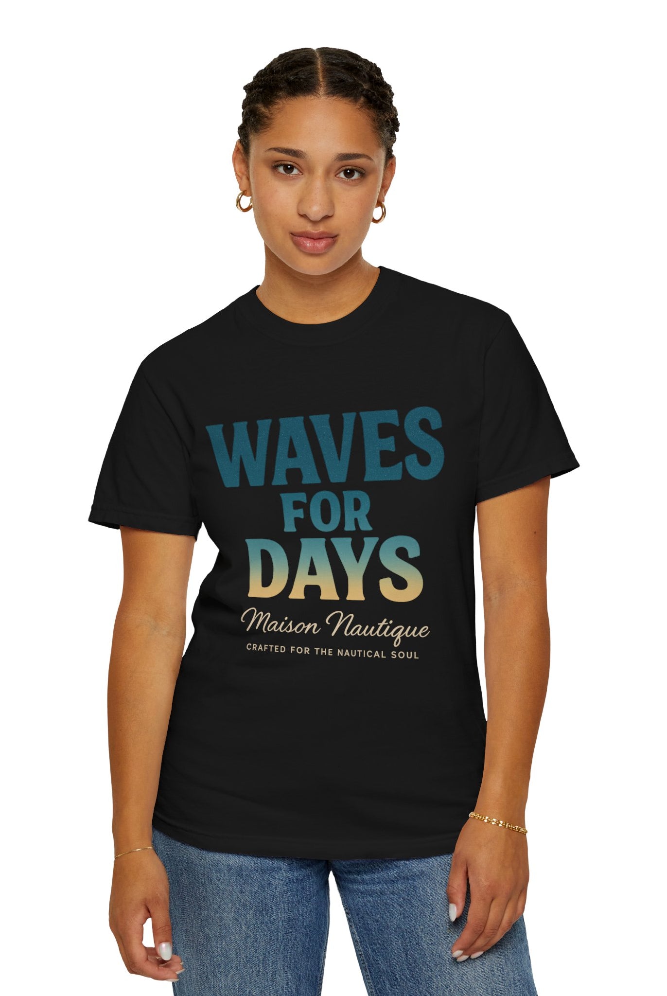 Waves for Days – Unisex Nautical V-Neck Tee - Maison Nautique