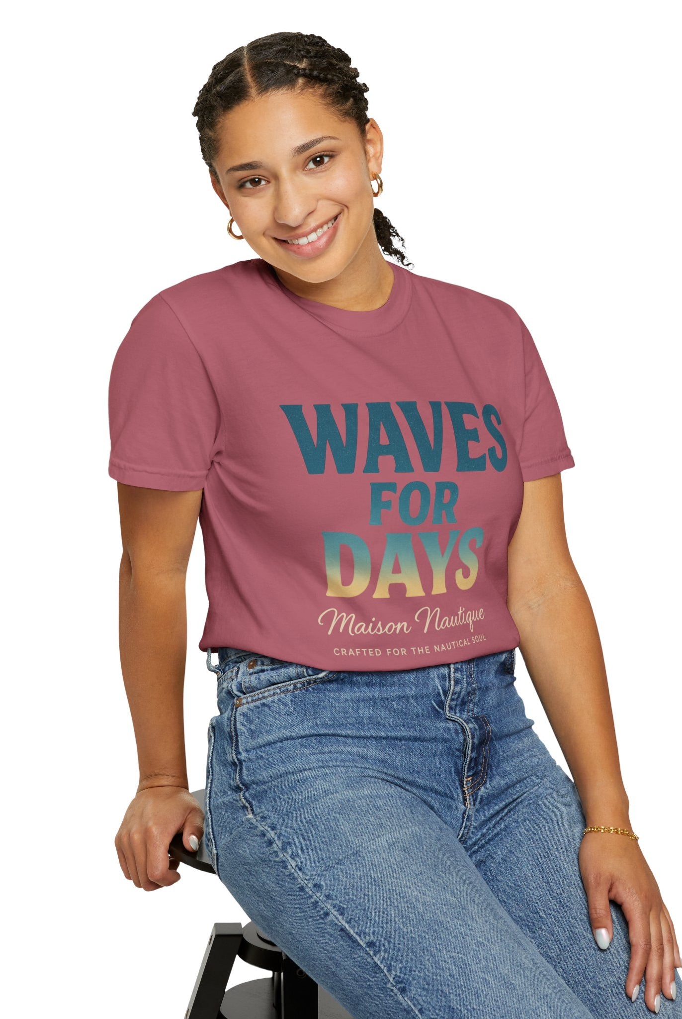 Waves for Days – Unisex Nautical V-Neck Tee - Maison Nautique