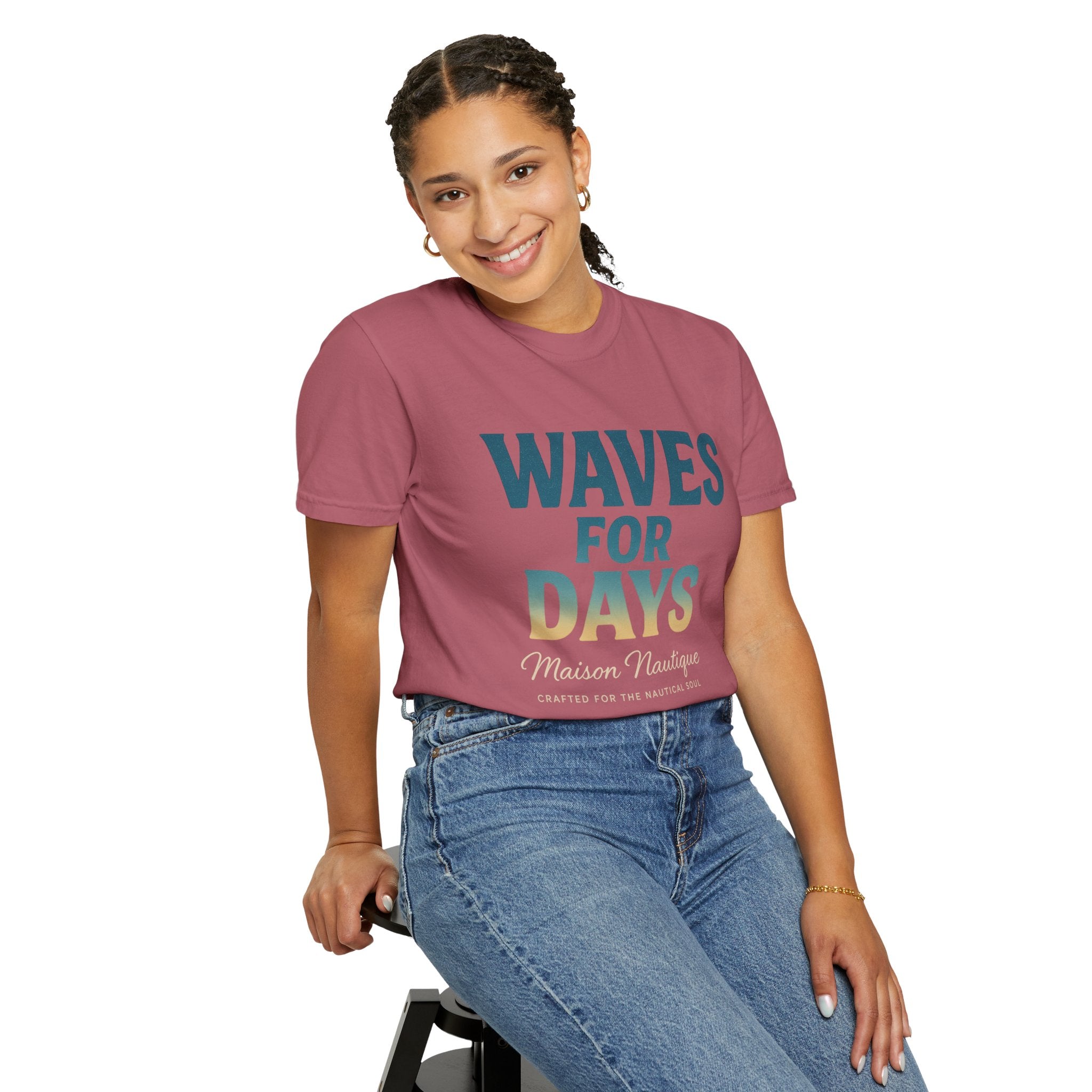 Waves for Days – Unisex Nautical V-Neck Tee - Maison Nautique