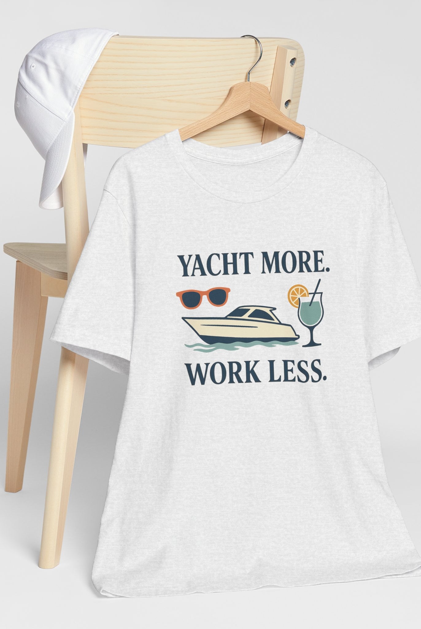 Yacht More, Work Less” Tee – Coastal Classics Collection - Maison Nautique
