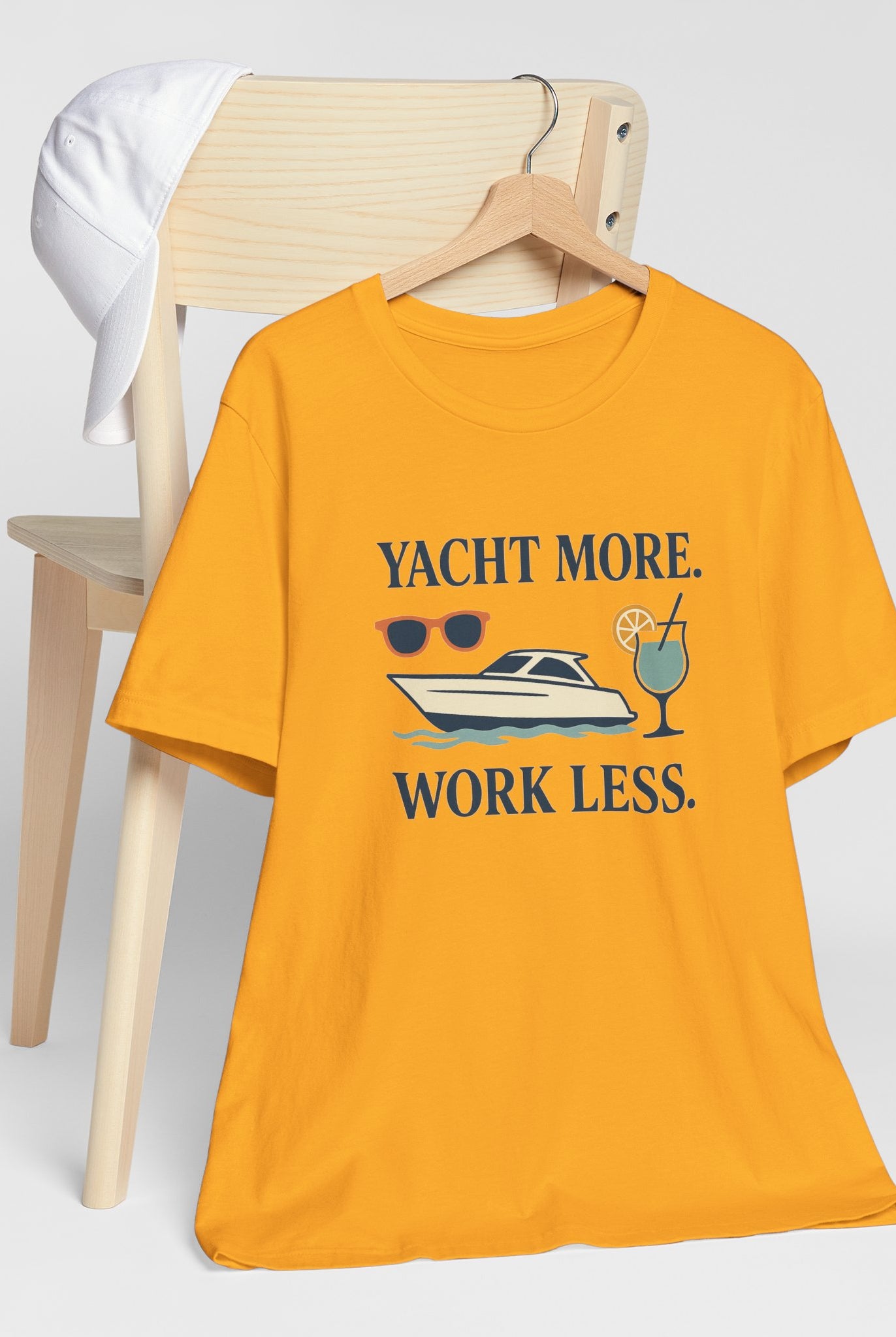 Yacht More, Work Less” Tee – Coastal Classics Collection - Maison Nautique
