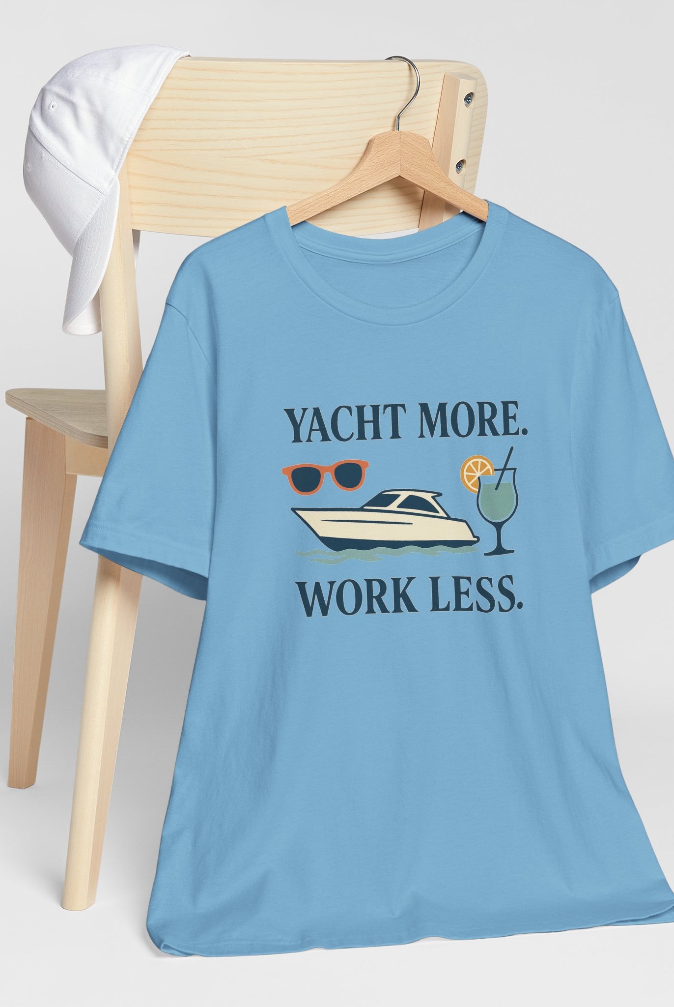 Yacht More, Work Less” Tee – Coastal Classics Collection - Maison Nautique