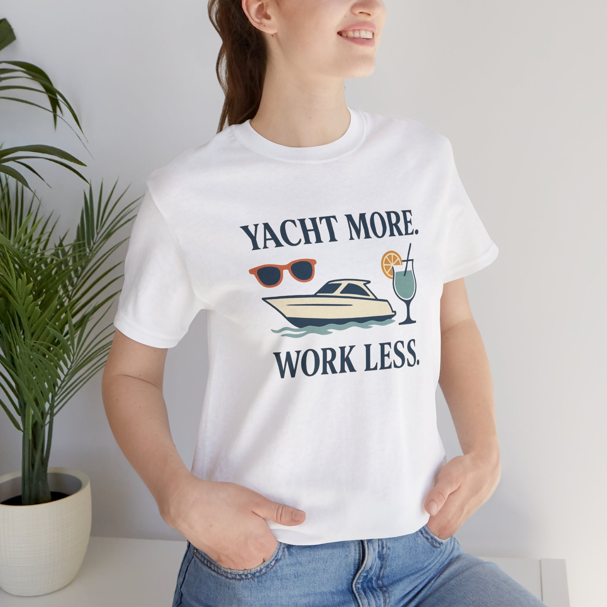 Yacht More, Work Less” Tee – Coastal Classics Collection - Maison Nautique
