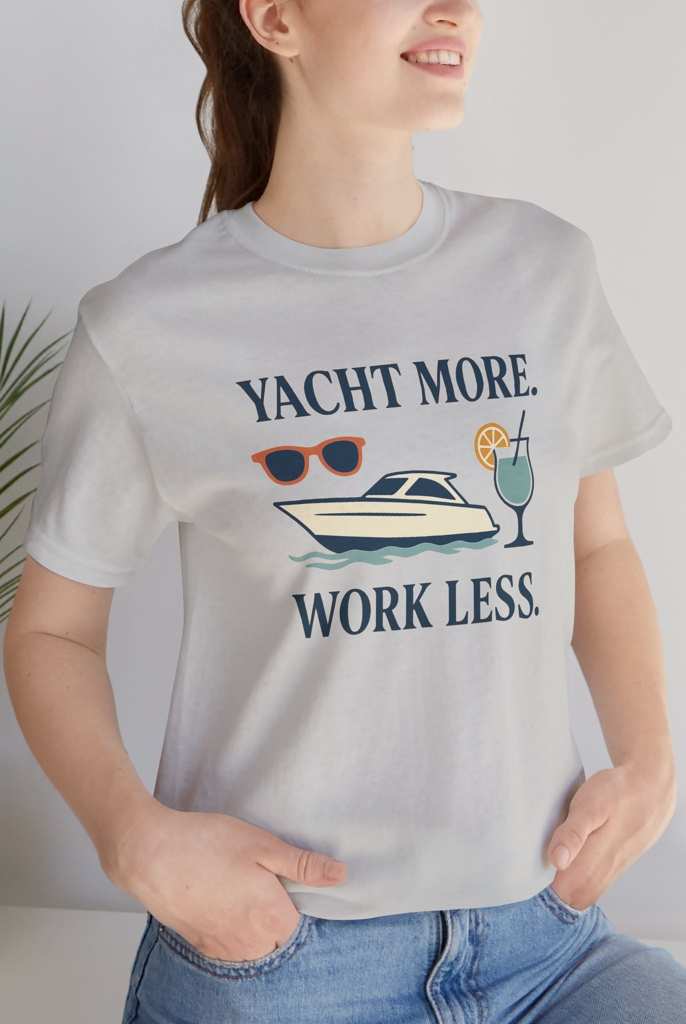 Yacht More, Work Less” Tee – Coastal Classics Collection - Maison Nautique