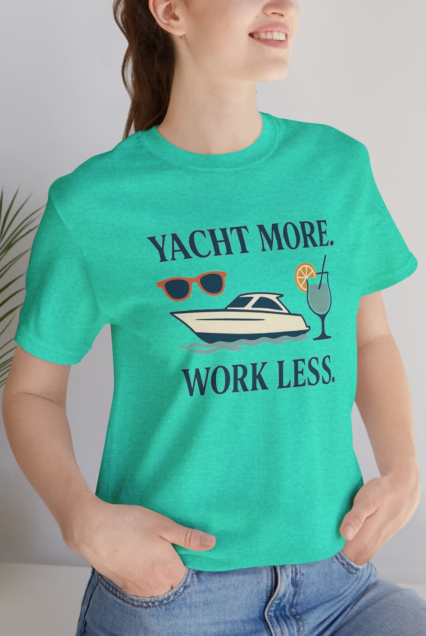 Yacht More, Work Less” Tee – Coastal Classics Collection - Maison Nautique