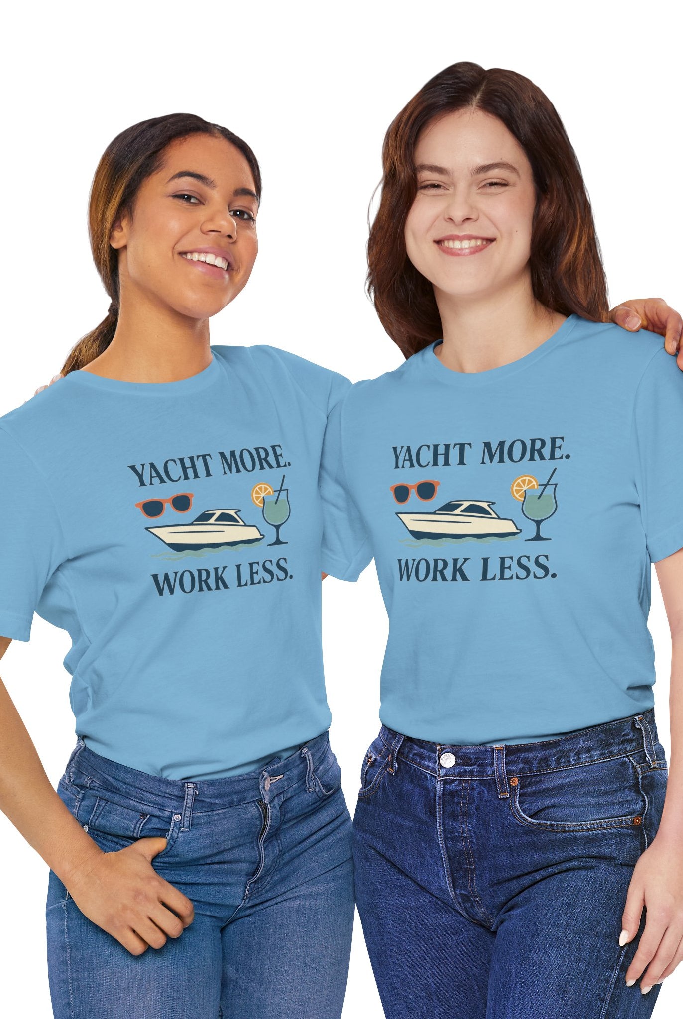 Yacht More, Work Less” Tee – Coastal Classics Collection - Maison Nautique