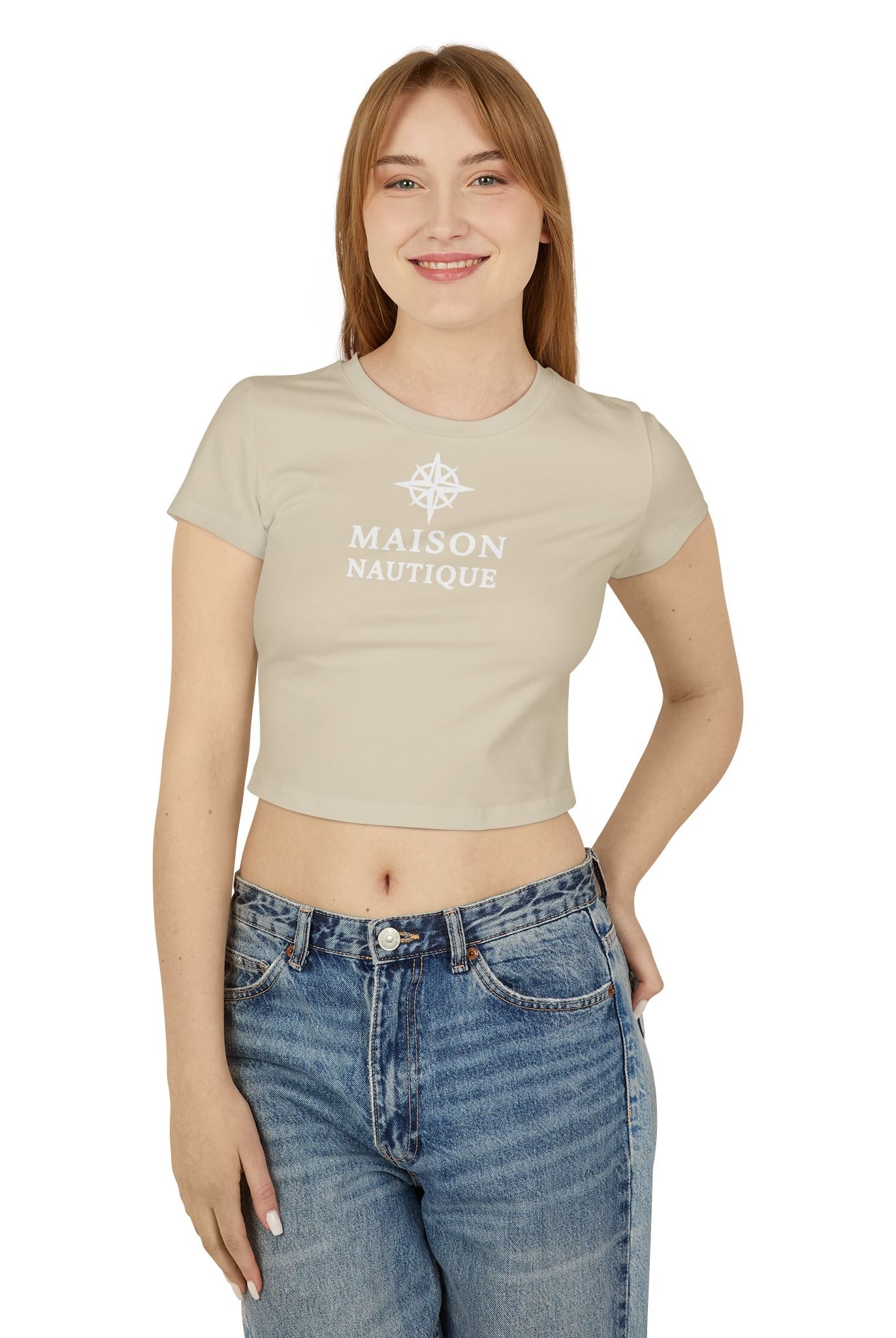 Maison Nautique Signature Compass Crop Tee – Women’s Coastal Fit - Maison Nautique