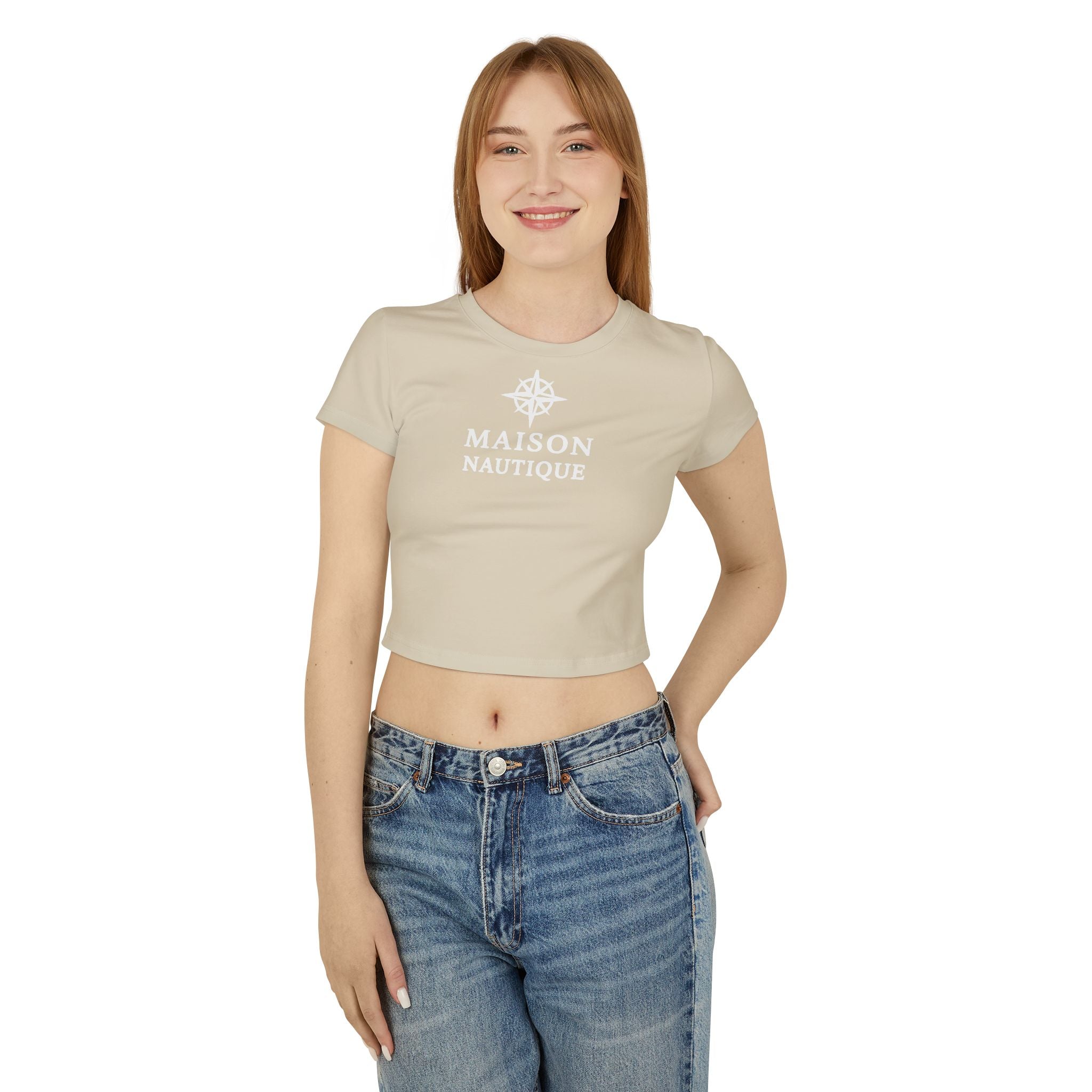 Maison Nautique Signature Compass Crop Tee – Women’s Coastal Fit - Maison Nautique