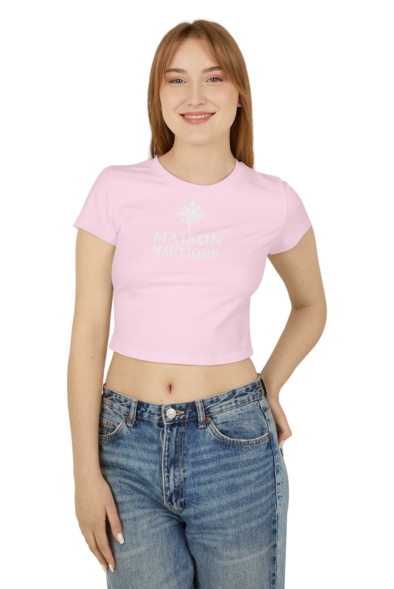 Maison Nautique Signature Compass Crop Tee – Women’s Coastal Fit - Maison Nautique