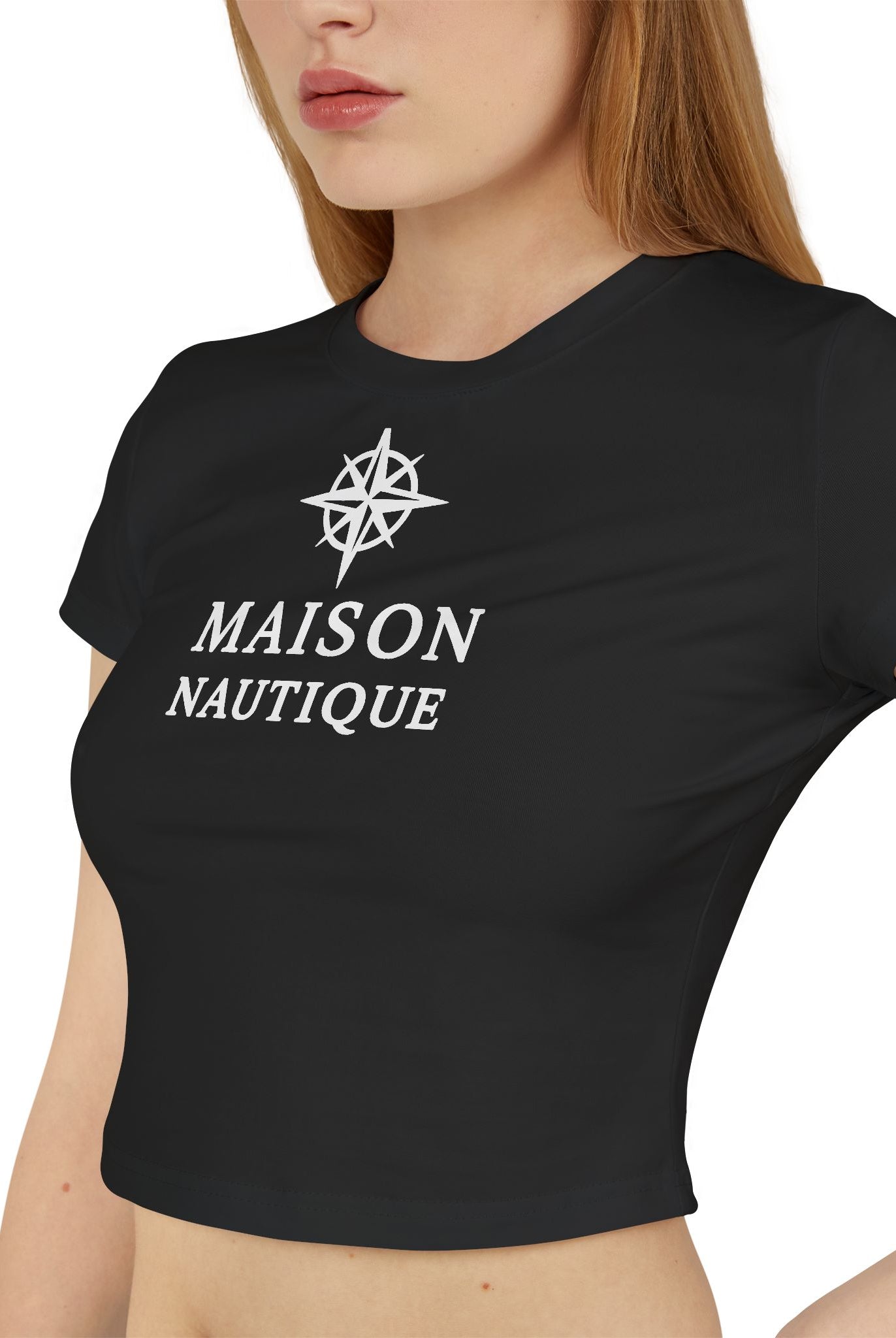 Maison Nautique Signature Compass Crop Tee – Women’s Coastal Fit - Maison Nautique