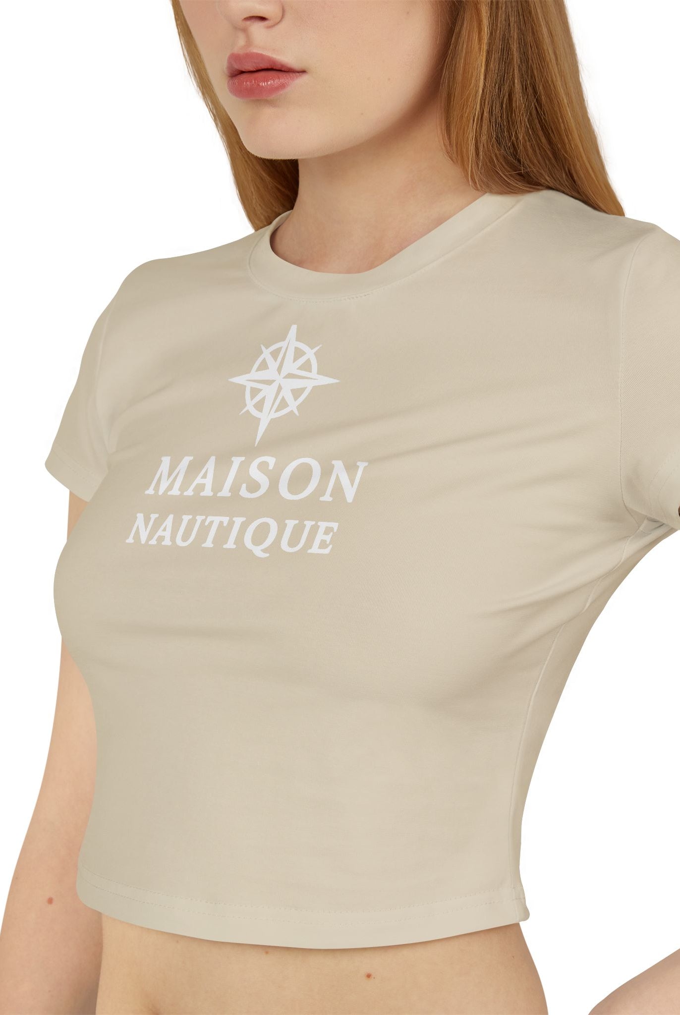 Maison Nautique Signature Compass Crop Tee – Women’s Coastal Fit - Maison Nautique