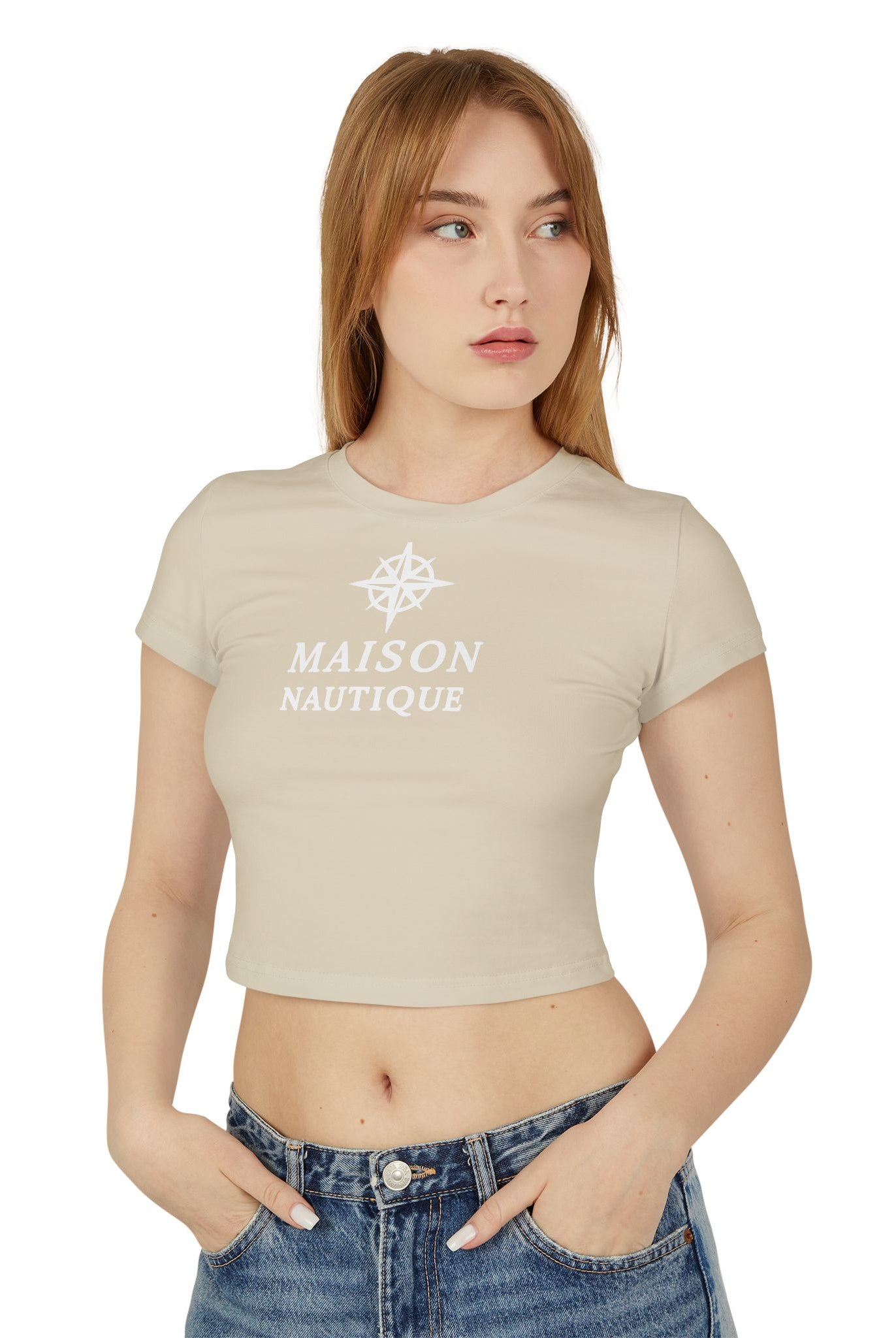 Maison Nautique Signature Compass Crop Tee – Women’s Coastal Fit - Maison Nautique