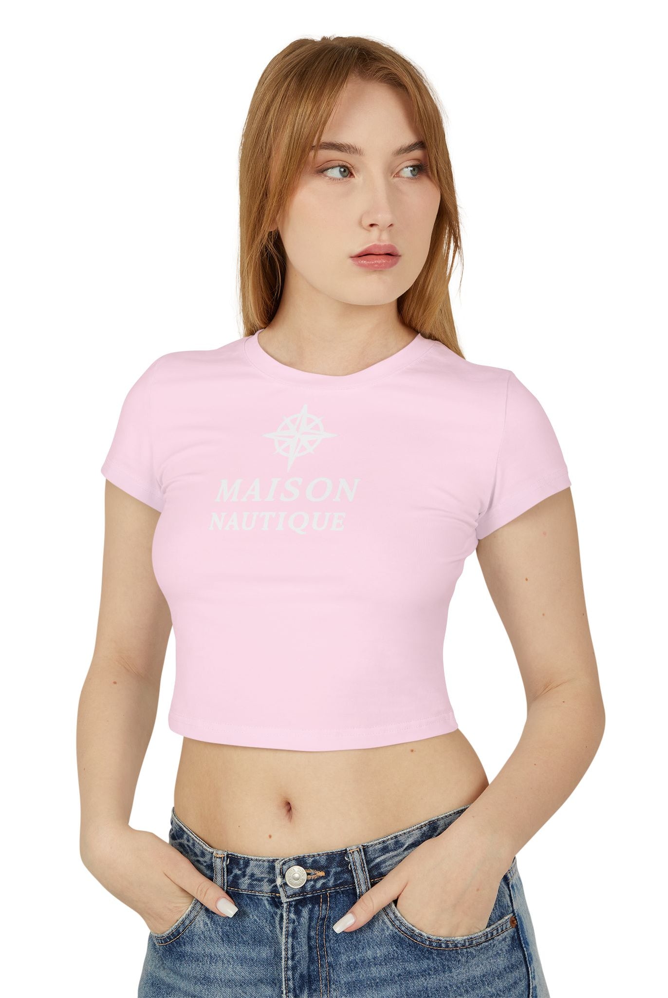 Maison Nautique Signature Compass Crop Tee – Women’s Coastal Fit - Maison Nautique