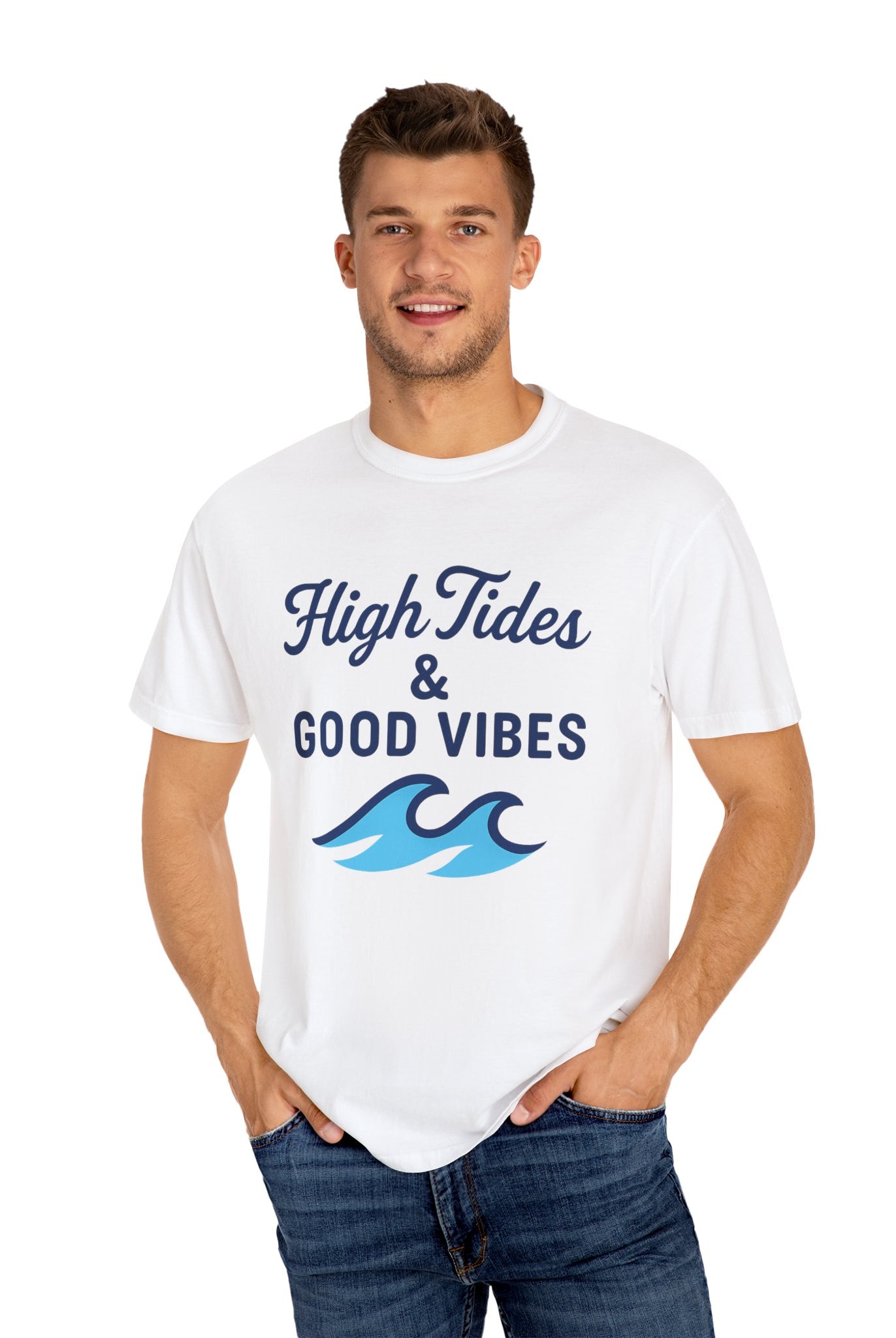 High Tides & Good Vibes Unisex Garment-Dyed T-Shirt - Maison Nautique