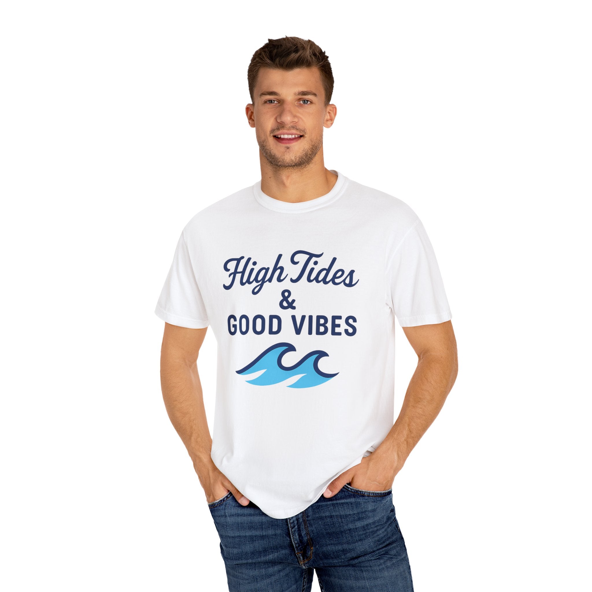 High Tides & Good Vibes Unisex Garment-Dyed T-Shirt - Maison Nautique