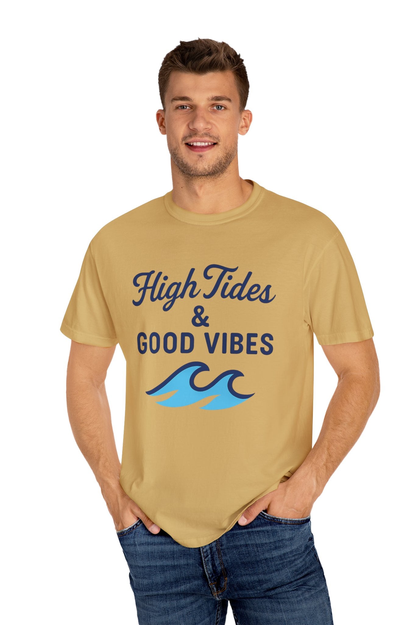 High Tides & Good Vibes Unisex Garment-Dyed T-Shirt - Maison Nautique
