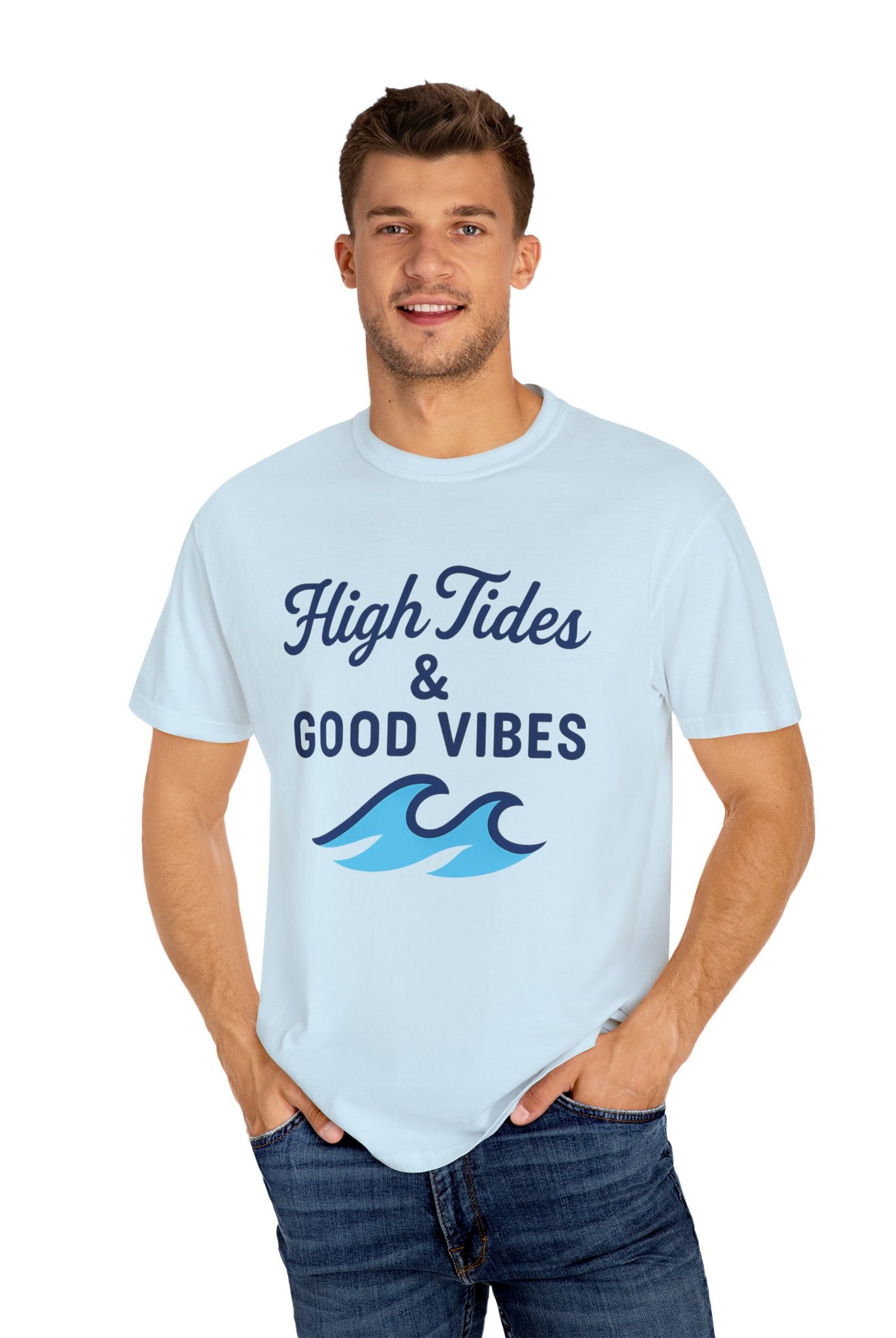 High Tides & Good Vibes Unisex Garment-Dyed T-Shirt - Maison Nautique