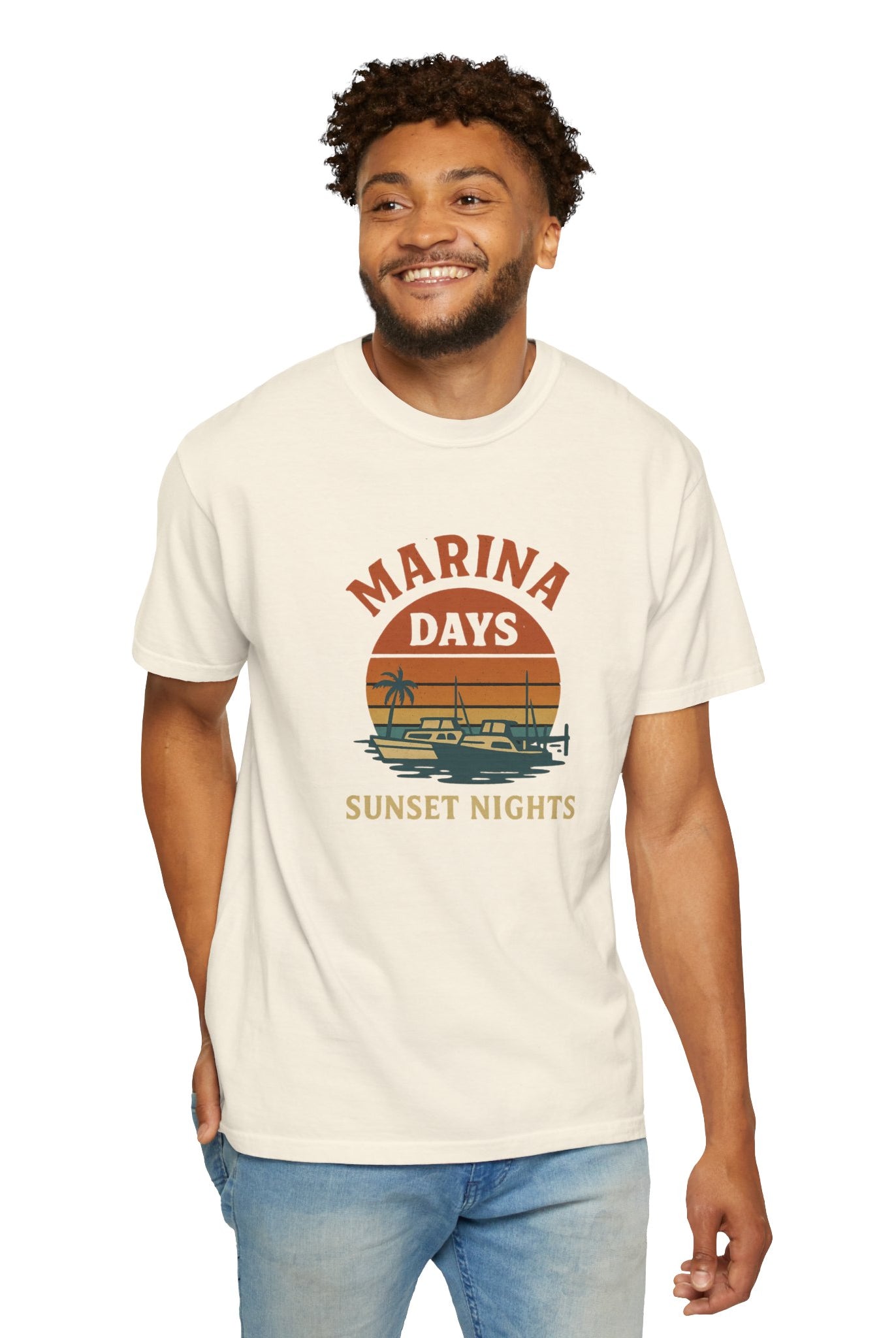 Marina Days, Sunset Nights – Unisex Garment-Dyed Tee | Unisex - Maison Nautique