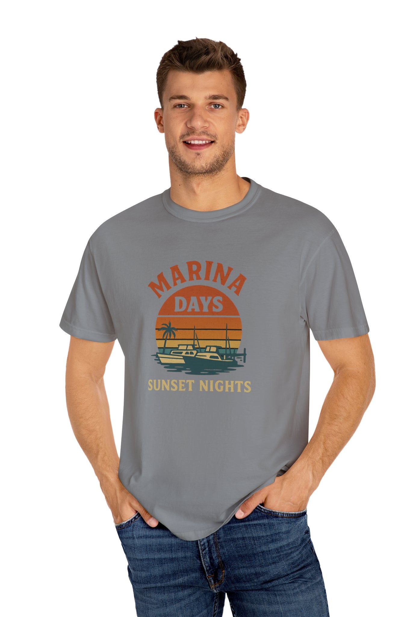 Marina Days, Sunset Nights – Unisex Garment-Dyed Tee | Unisex - Maison Nautique
