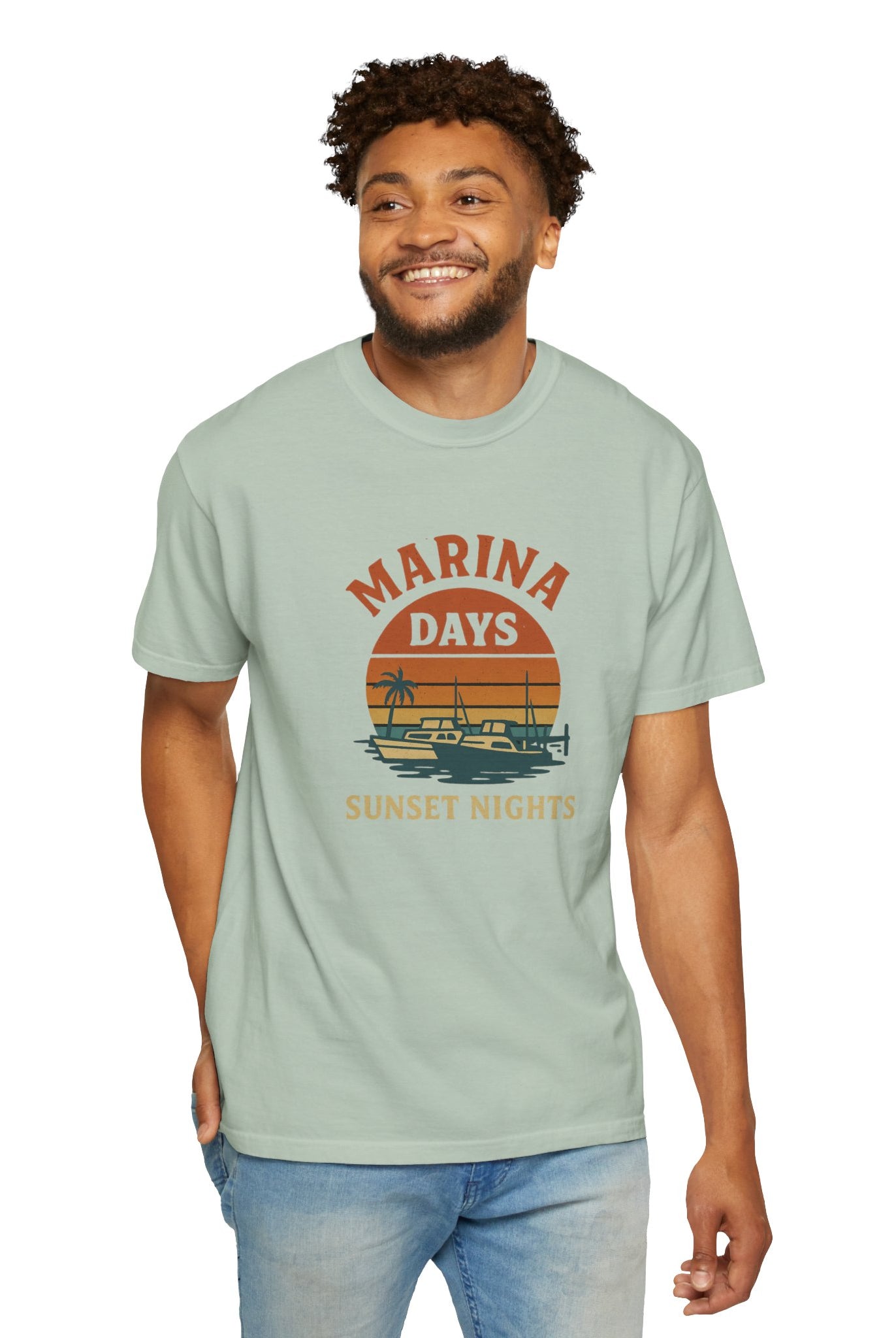 Marina Days, Sunset Nights – Unisex Garment-Dyed Tee | Unisex - Maison Nautique