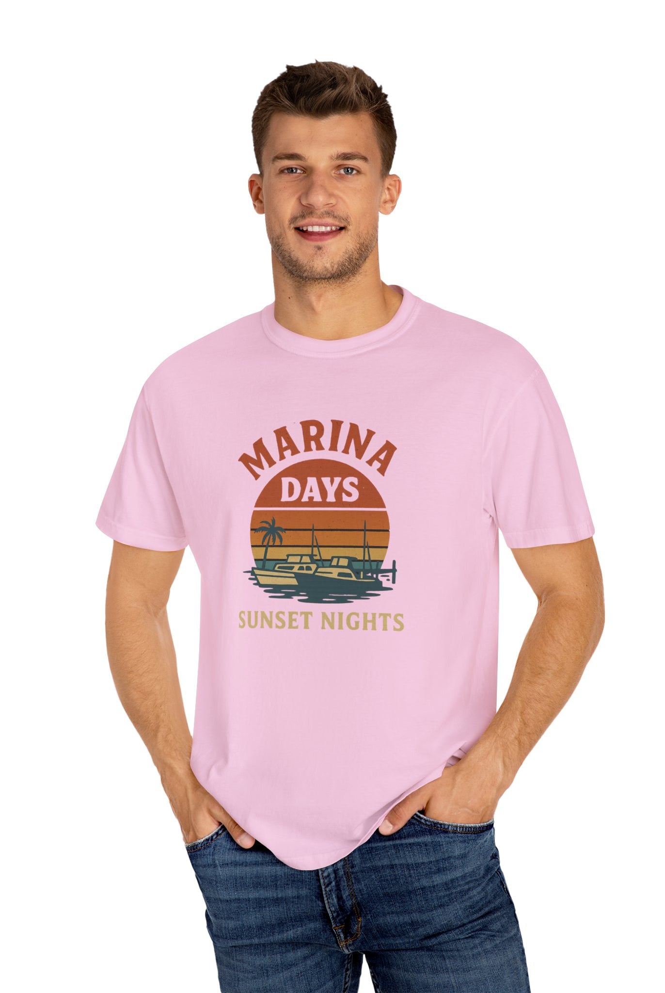 Marina Days, Sunset Nights – Unisex Garment-Dyed Tee | Unisex - Maison Nautique