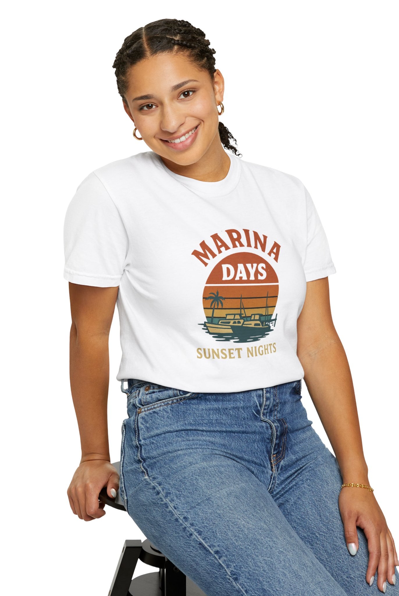 Marina Days, Sunset Nights – Unisex Garment-Dyed Tee | Unisex - Maison Nautique