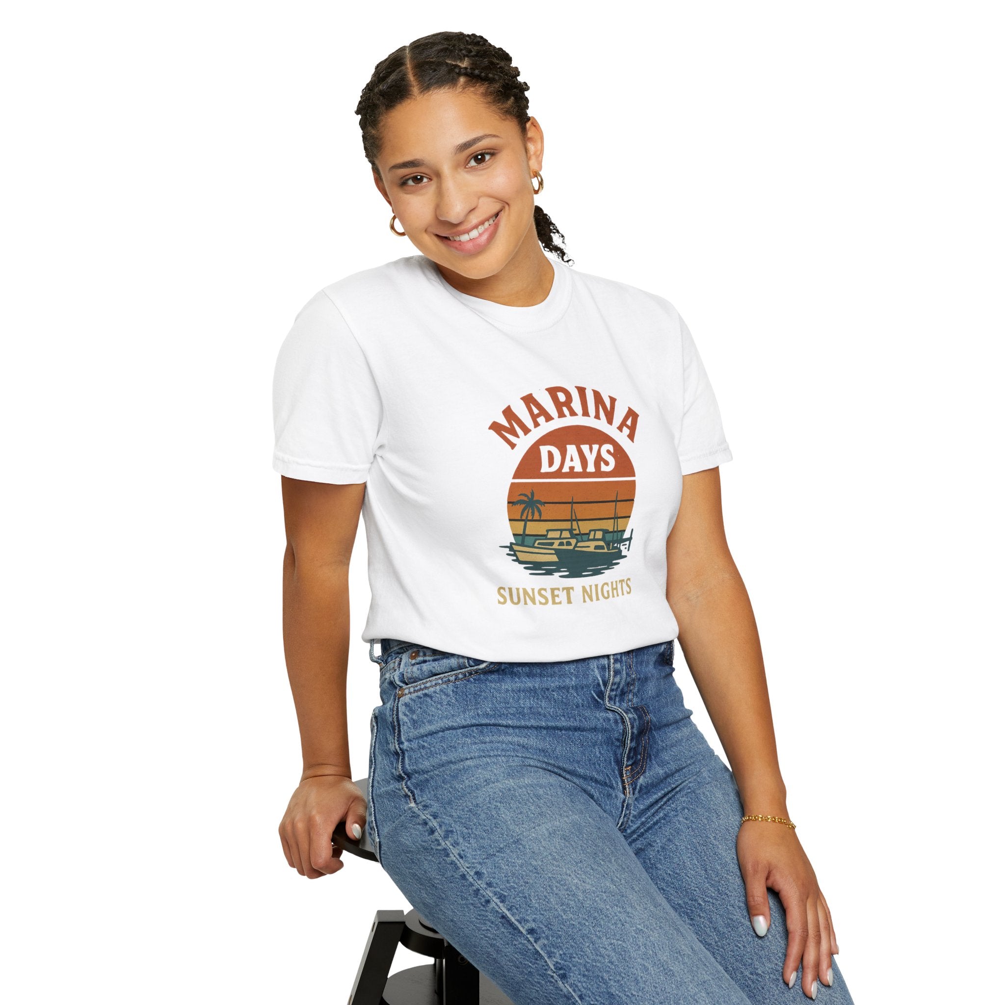 Marina Days, Sunset Nights – Unisex Garment-Dyed Tee | Unisex - Maison Nautique