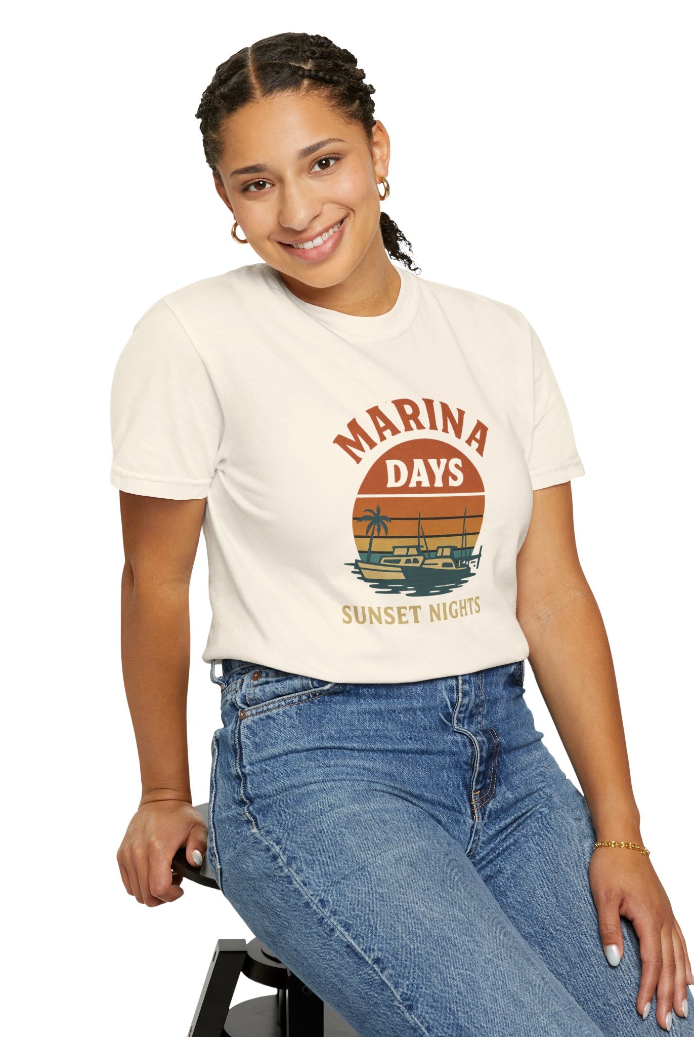 Marina Days, Sunset Nights – Unisex Garment-Dyed Tee | Unisex - Maison Nautique