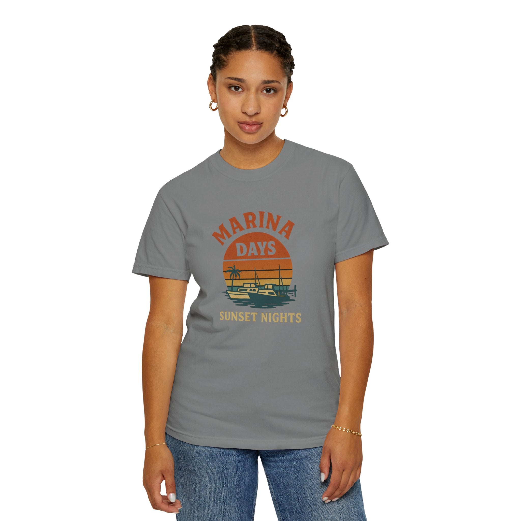 Marina Days, Sunset Nights – Unisex Garment-Dyed Tee | Unisex - Maison Nautique