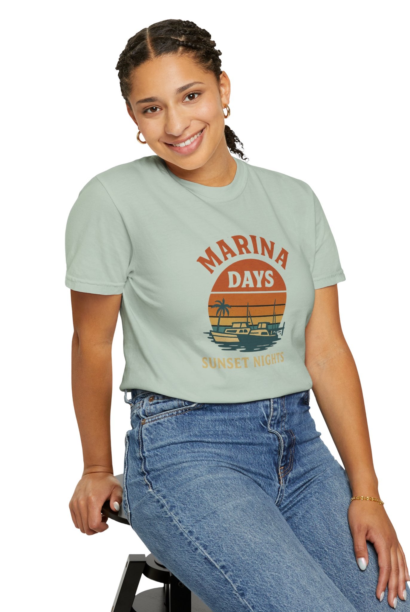 Marina Days, Sunset Nights – Unisex Garment-Dyed Tee | Unisex - Maison Nautique