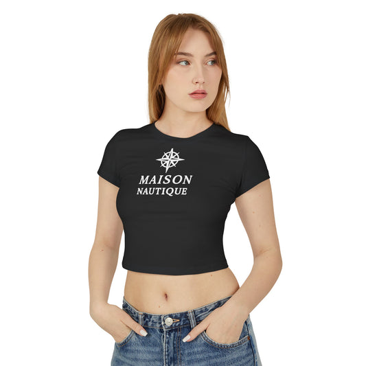 Maison Nautique Signature Compass Crop Tee – Women’s Coastal Fit - Maison Nautique 