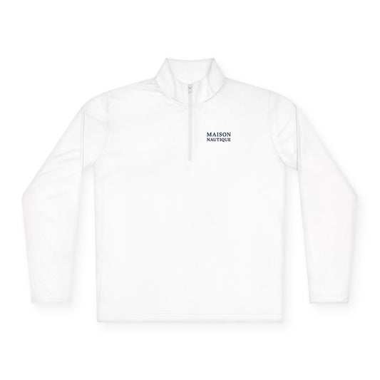 Maison Nautique Signature Coastal Quarter-Zip – White & Navy Edition, Unisex - Maison Nautique 