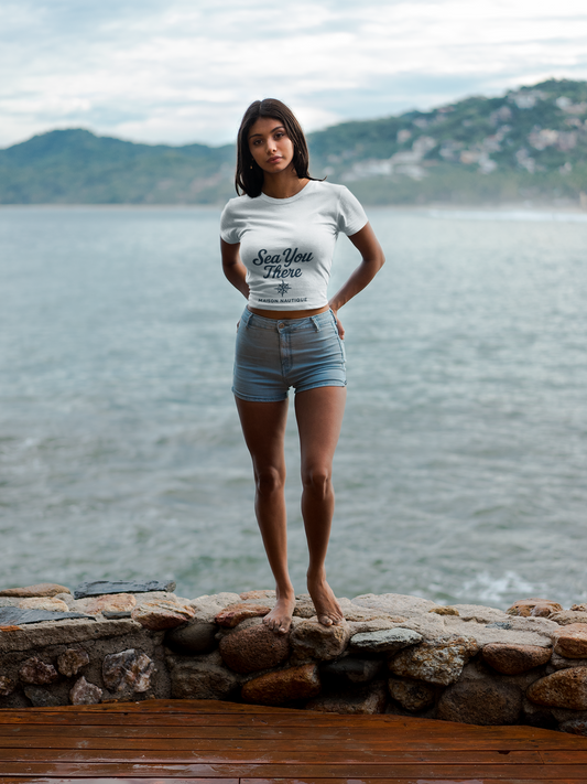 Sea You There – Women’s Coastal Crew Tee - Maison Nautique 