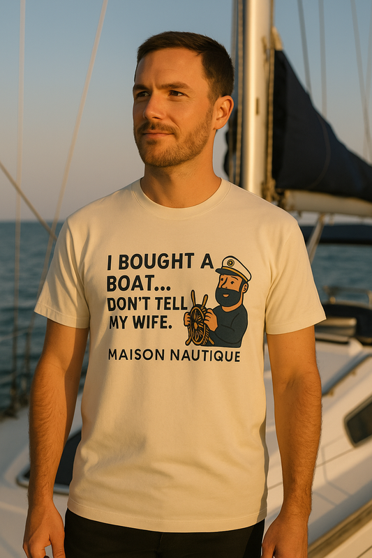 I Bought a Boat… Don’t Tell My Wife" Boating Tee – Maison Nautique | Men's Tee - Maison Nautique 