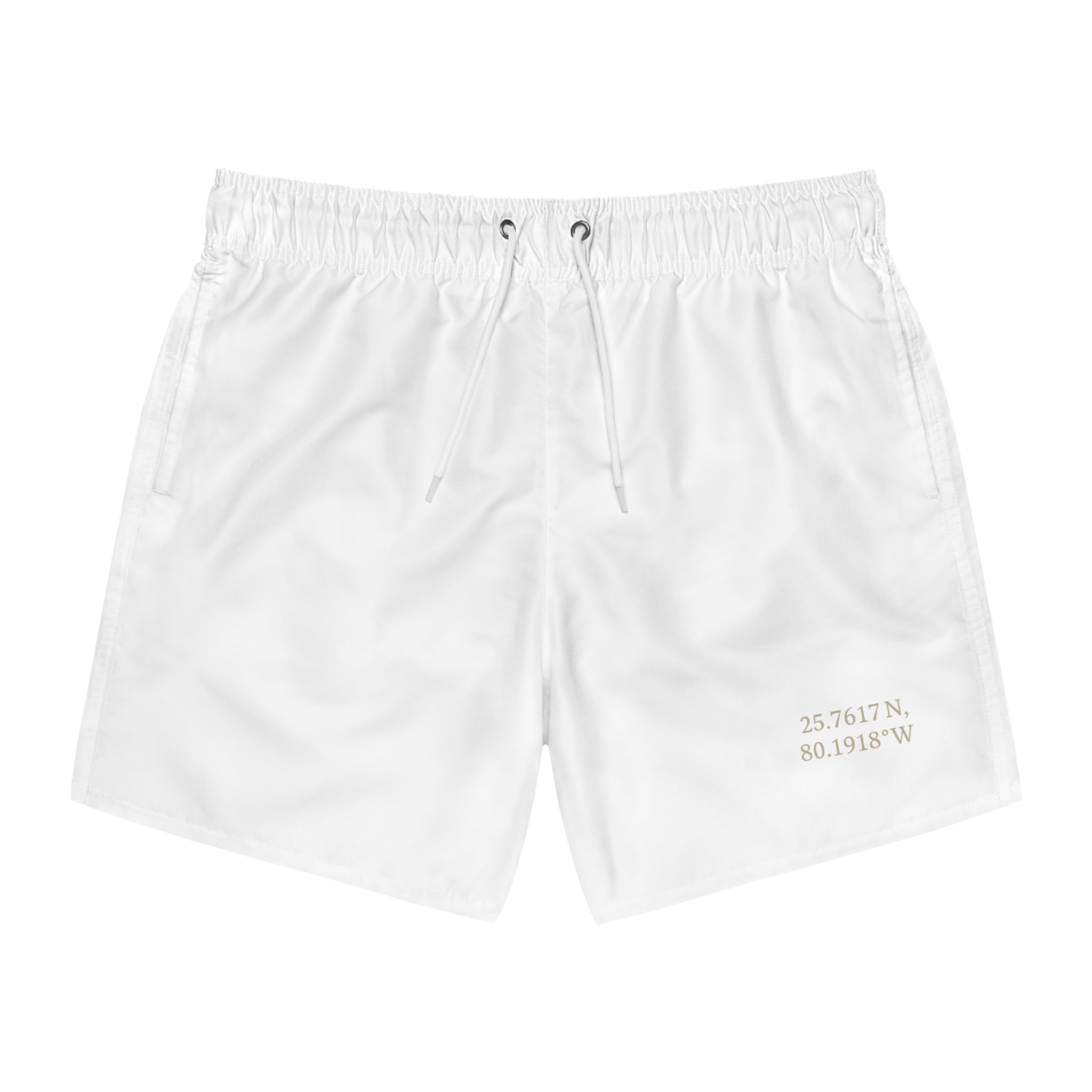 Maison Nautique Men’s Coordinates Swim Trunks – Coastal White Edition - Maison Nautique 