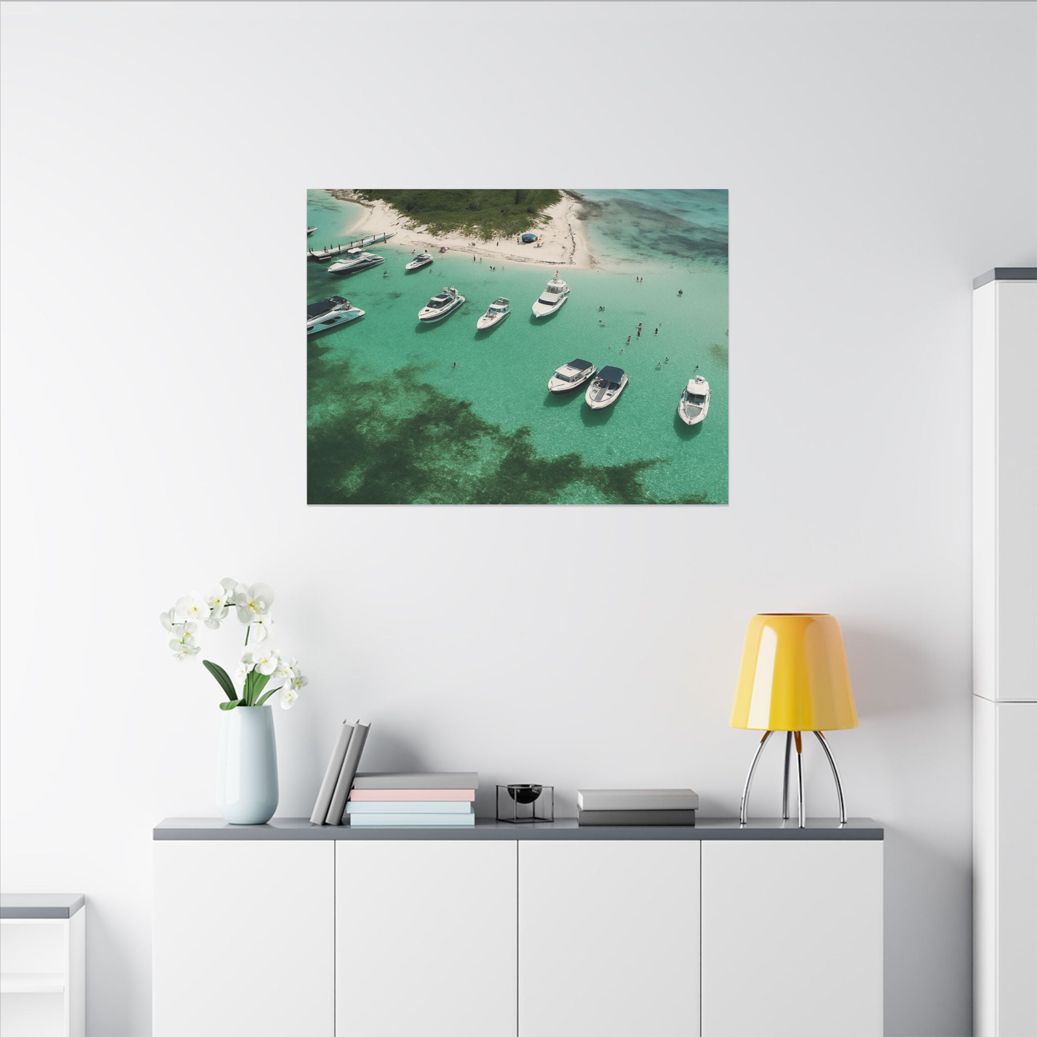 Honeymoon Harbour – Coastal Canvas Art | Aerial Boating Scene, Bimini - Maison Nautique 
