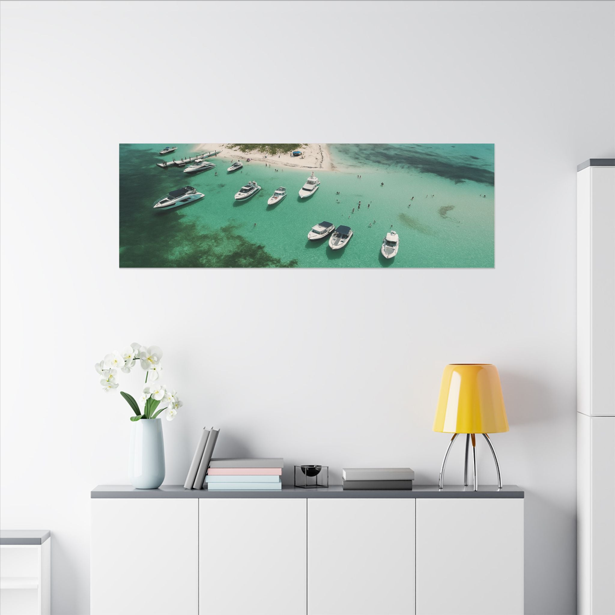 Honeymoon Harbour – Coastal Canvas Art | Aerial Boating Scene, Bimini - Maison Nautique 