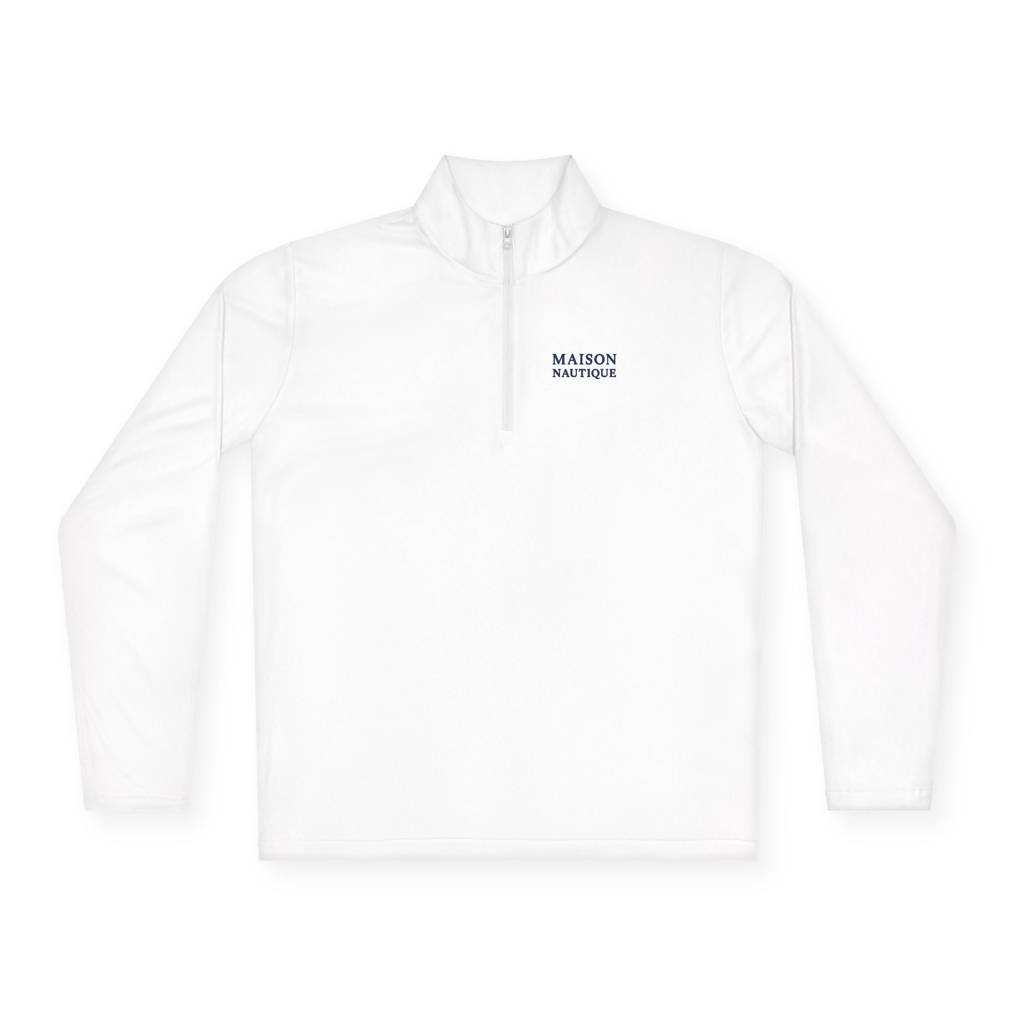 Maison Nautique Signature Coastal Quarter-Zip – White & Navy Edition, Unisex - Maison Nautique 
